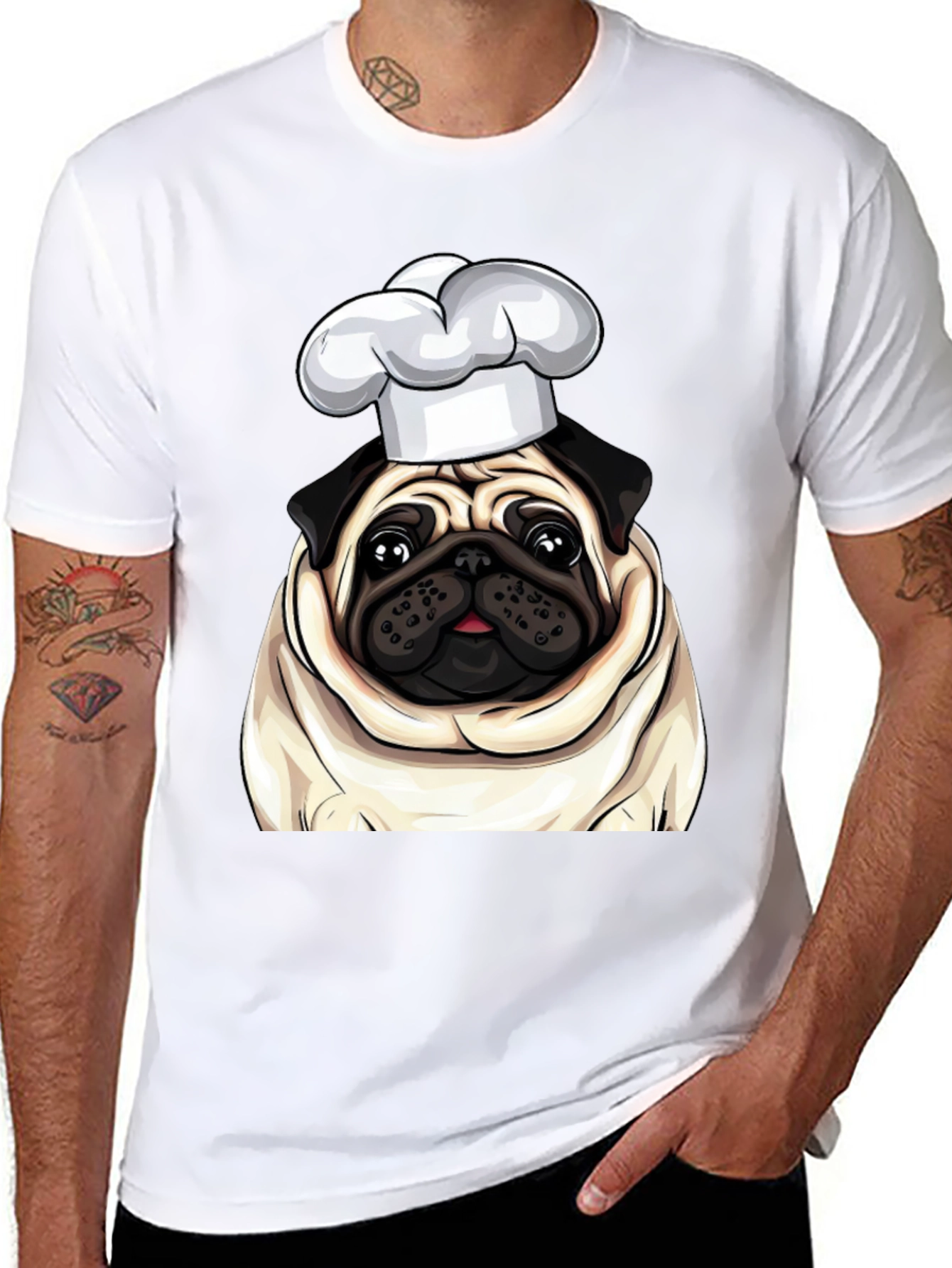 Chef Pug T-Shirt - Cute Canine Cook Graphic Tee