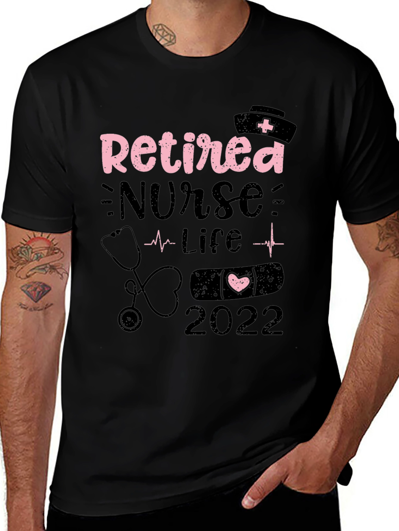 Retired Nurse Life 2022 Black Graphic Tee