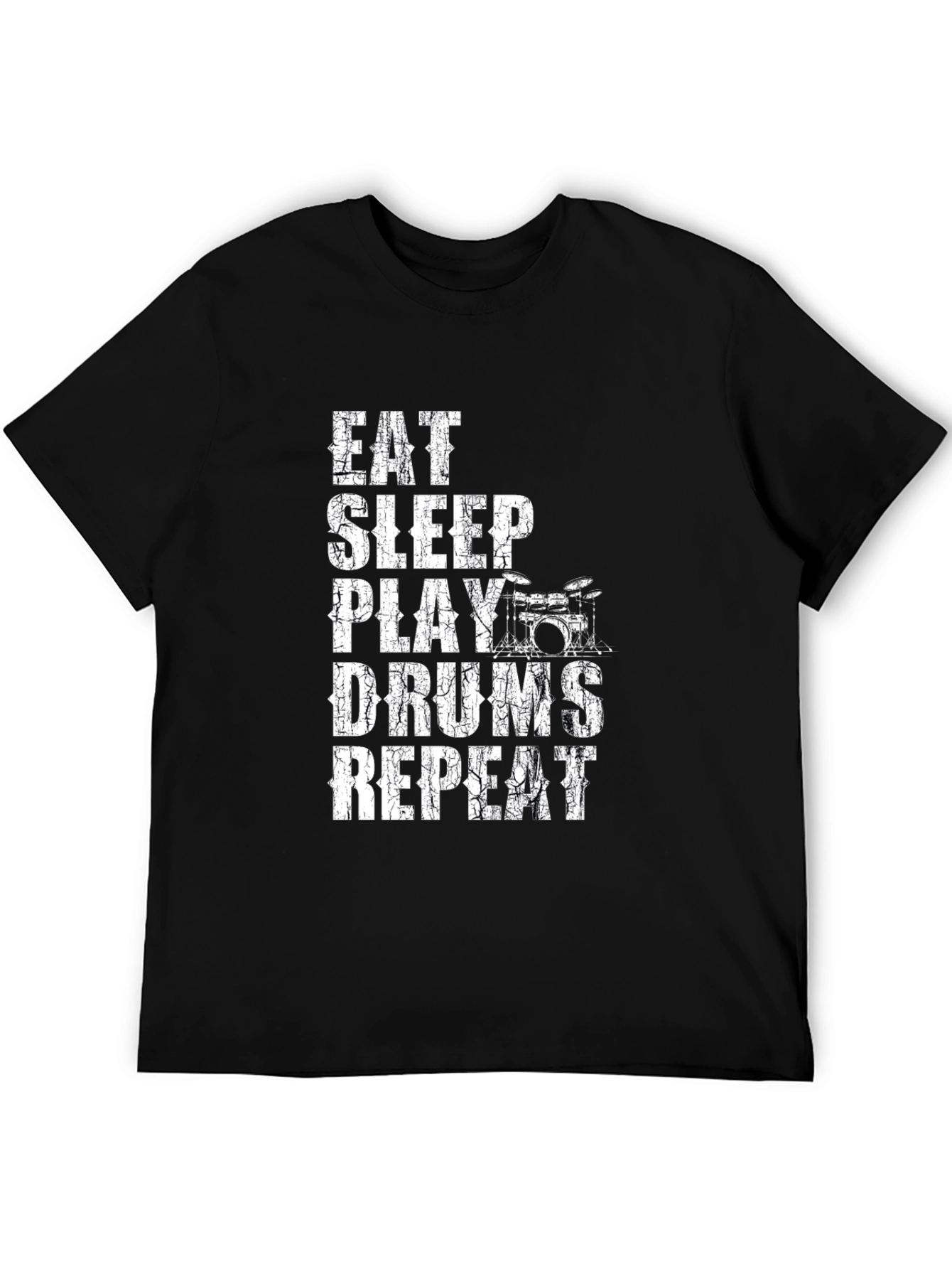 Eat Sleep Play Drums Repeat Black T-Shirt