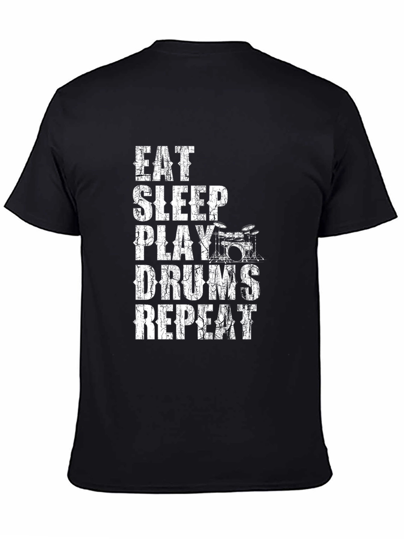 Eat Sleep Play Drums Repeat Black T-Shirt