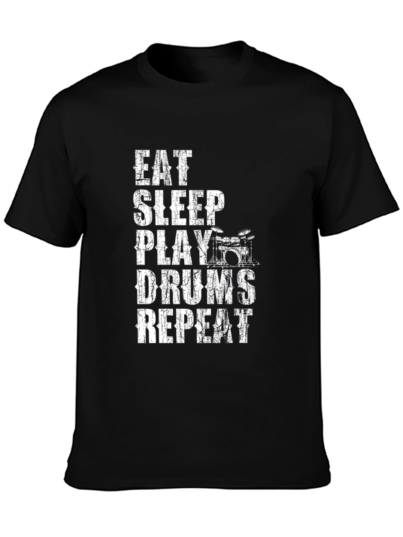 Eat Sleep Play Drums Repeat Black T-Shirt