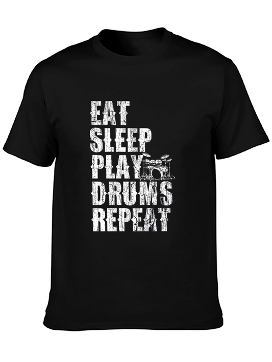 Eat Sleep Play Drums Repeat Black T-Shirt