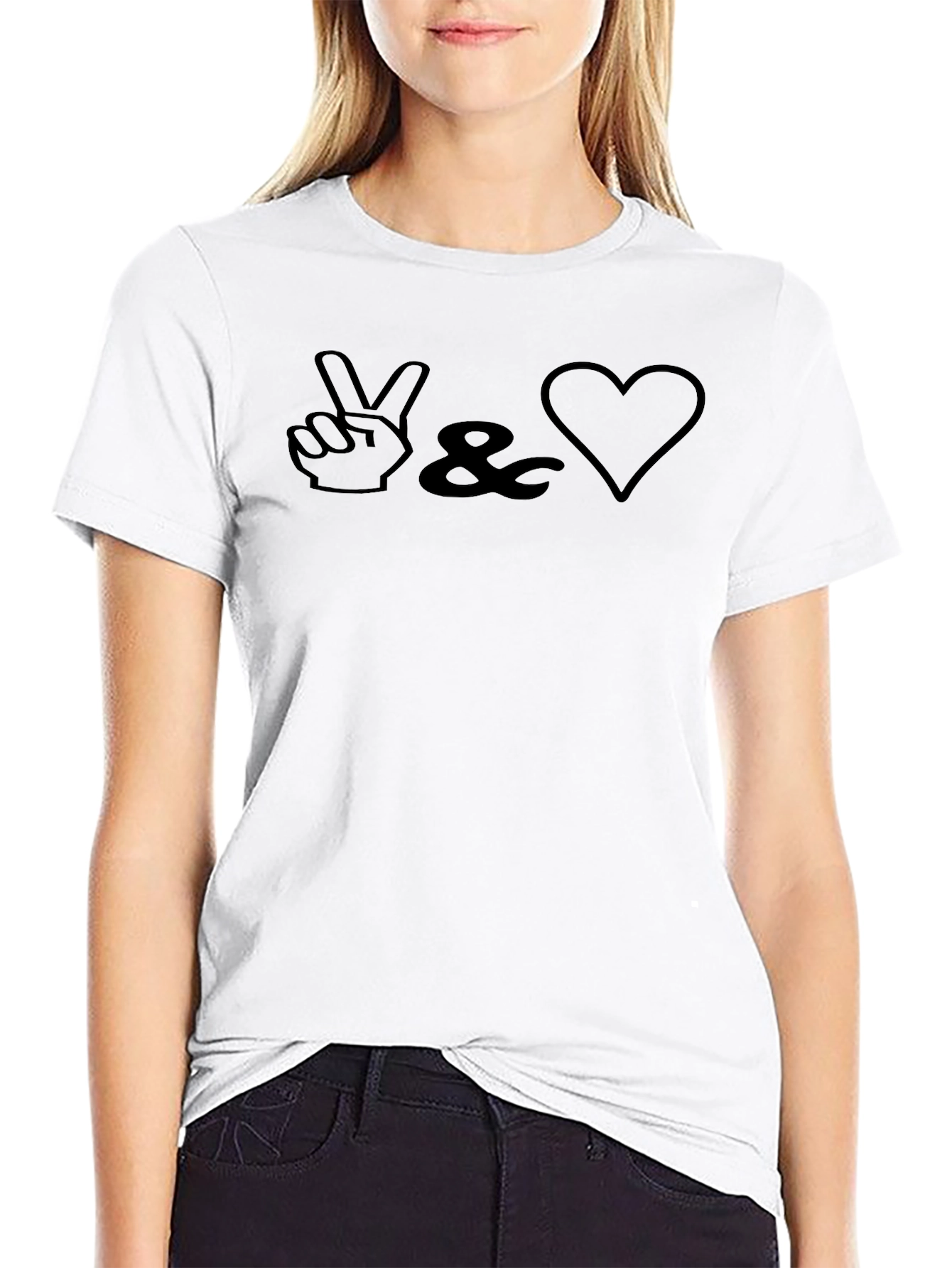 Peace & Love Graphic Tee - Stylish Black T-Shirt