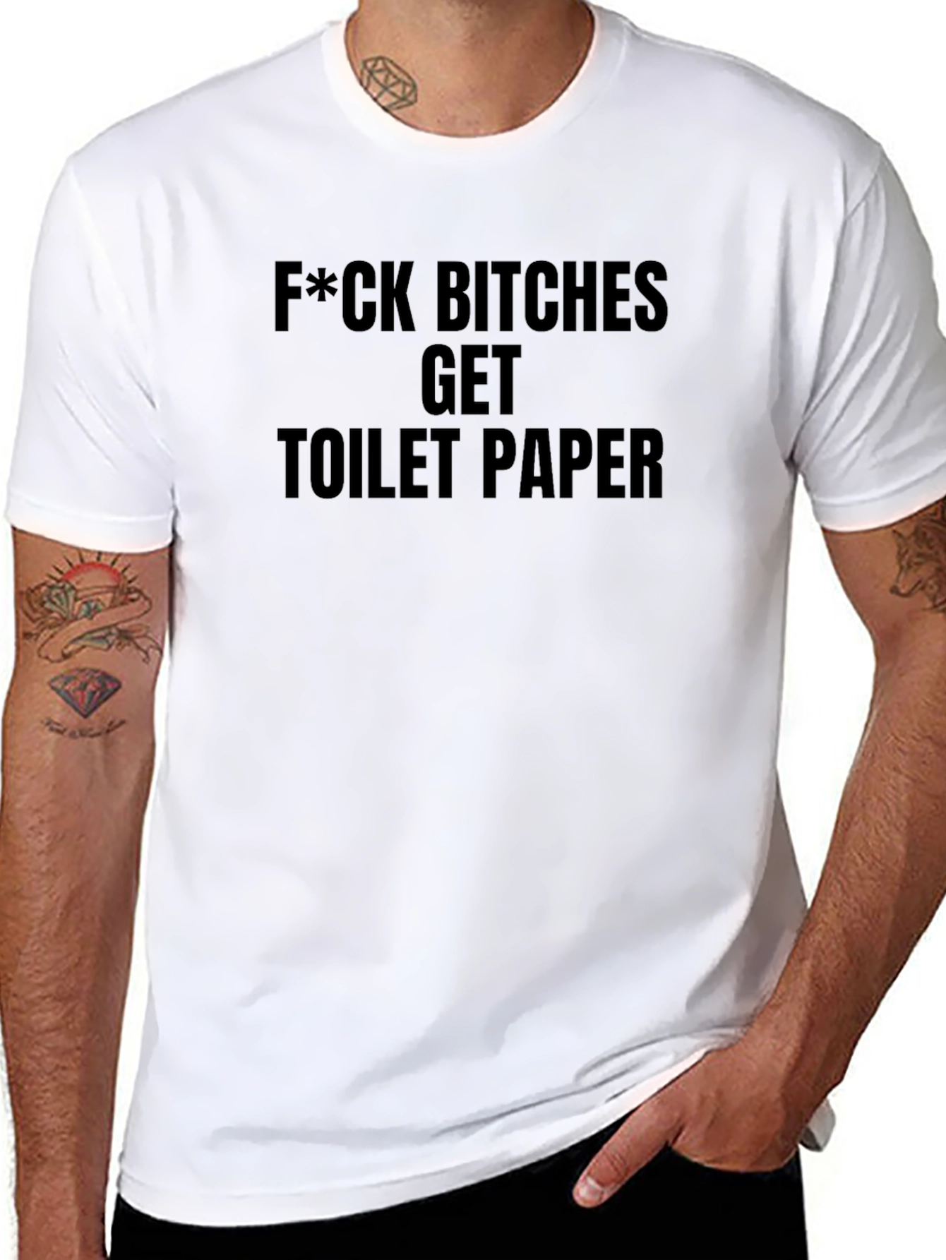 F*ck Bitches Get Toilet Paper Black Graphic Tee