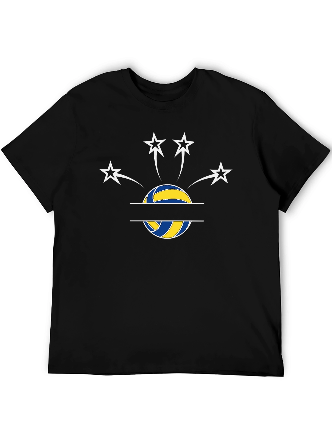 Volleyball Star Graphic T-Shirt - Black