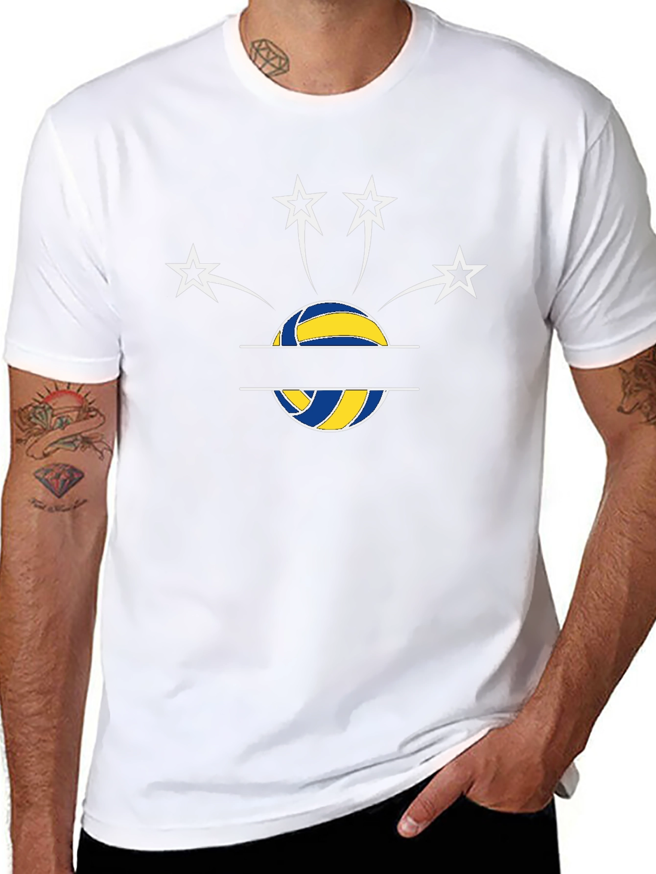 Volleyball Star Graphic T-Shirt - Black
