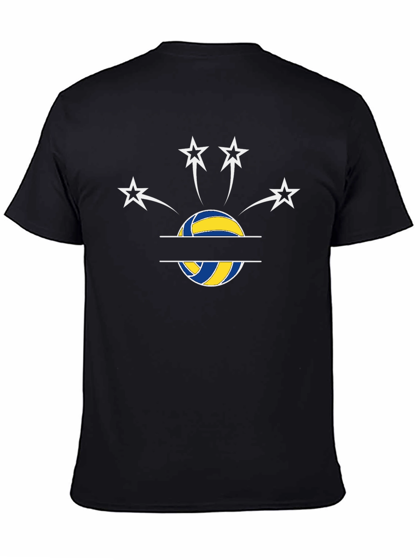 Volleyball Star Graphic T-Shirt - Black