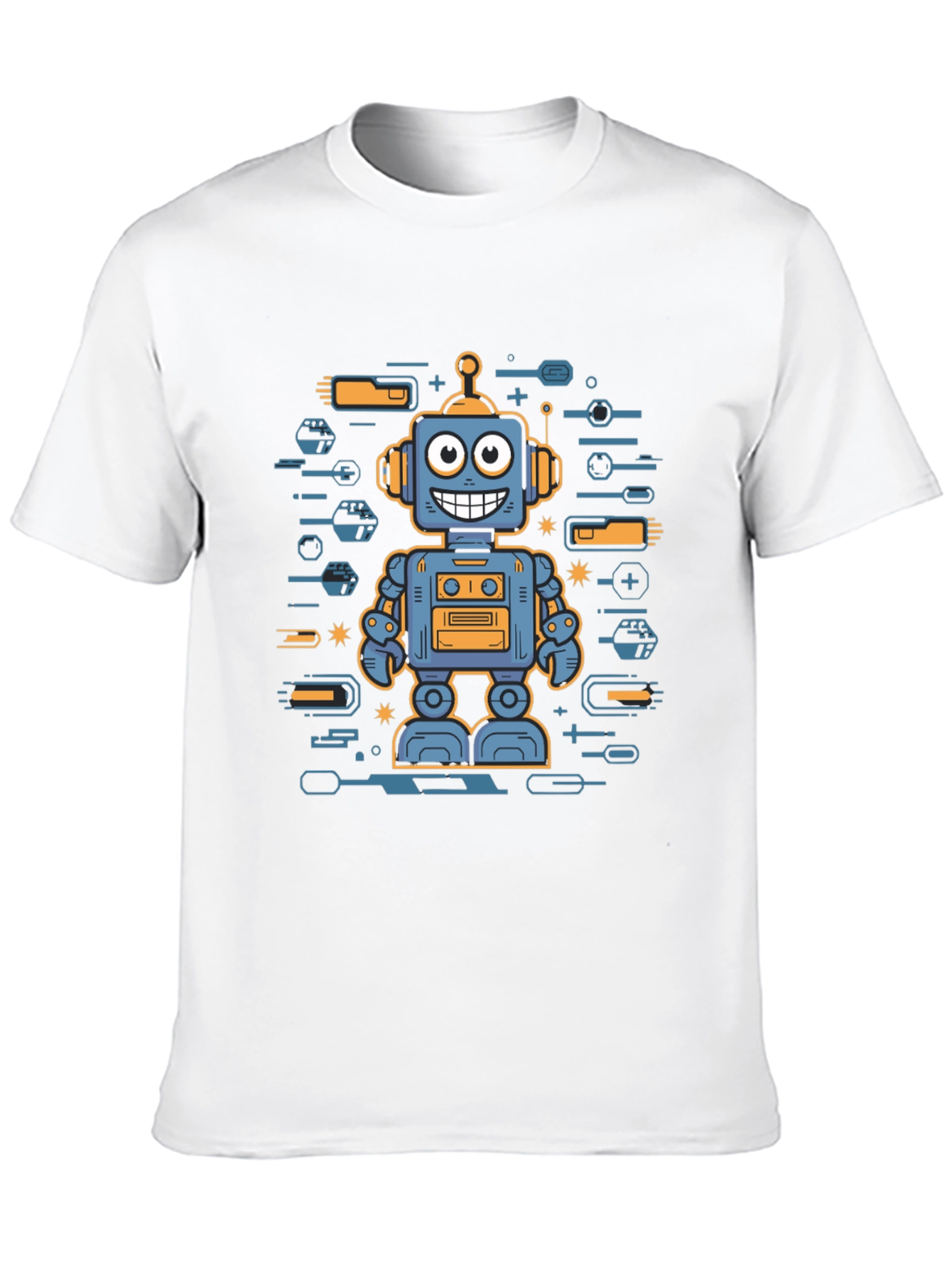 Robot Graphic Print Black T-Shirt