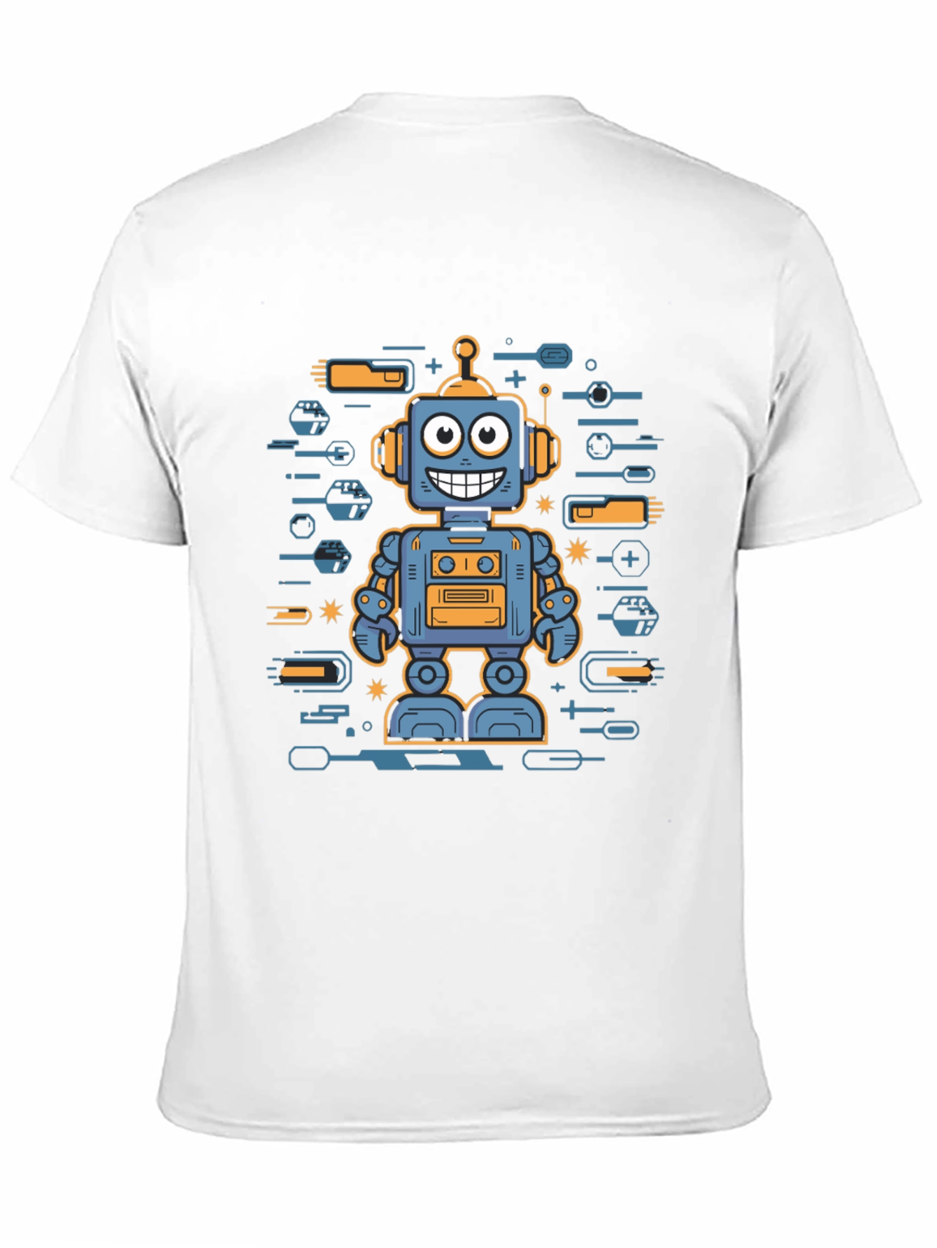 Robot Graphic Print Black T-Shirt