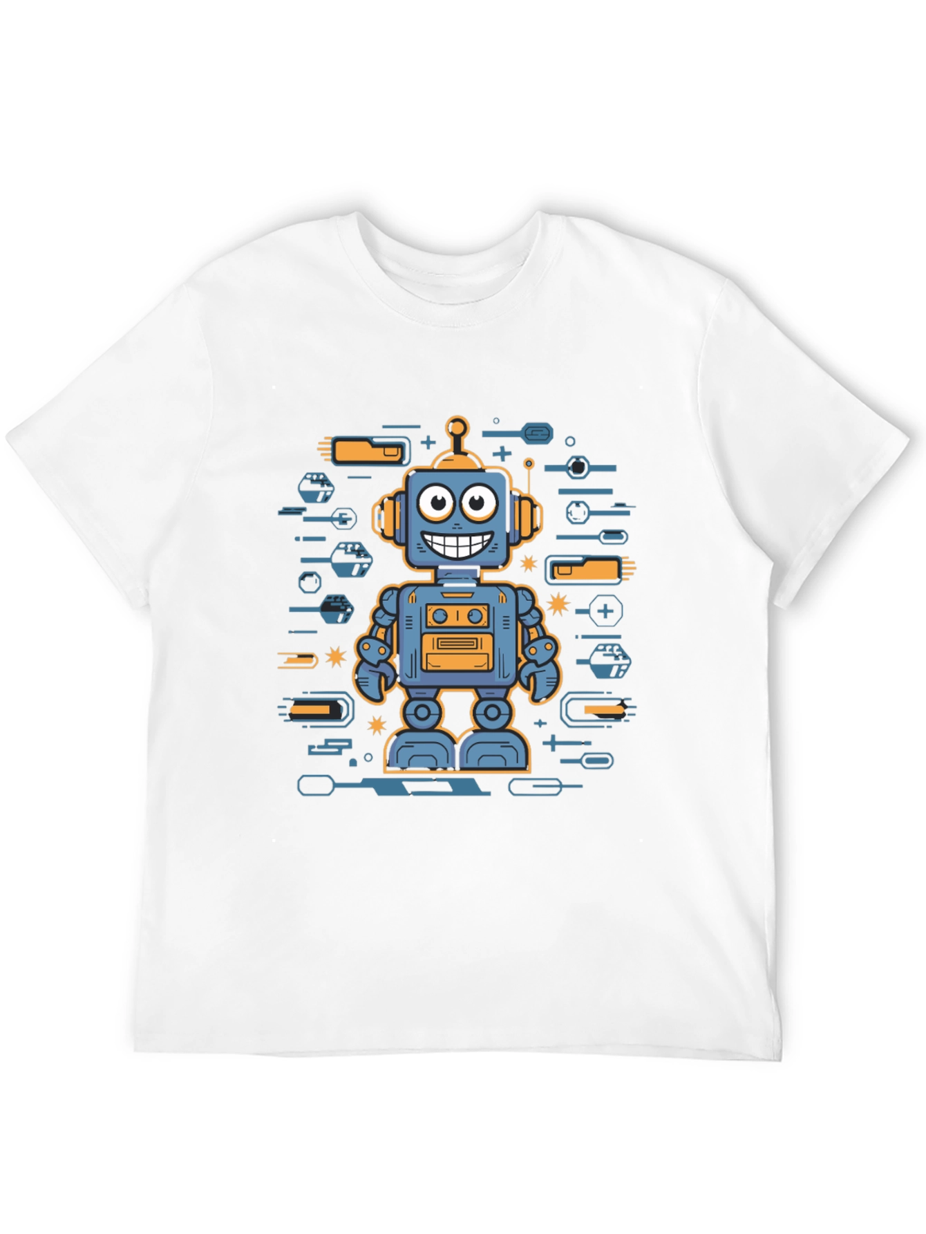 Robot Graphic Print Black T-Shirt