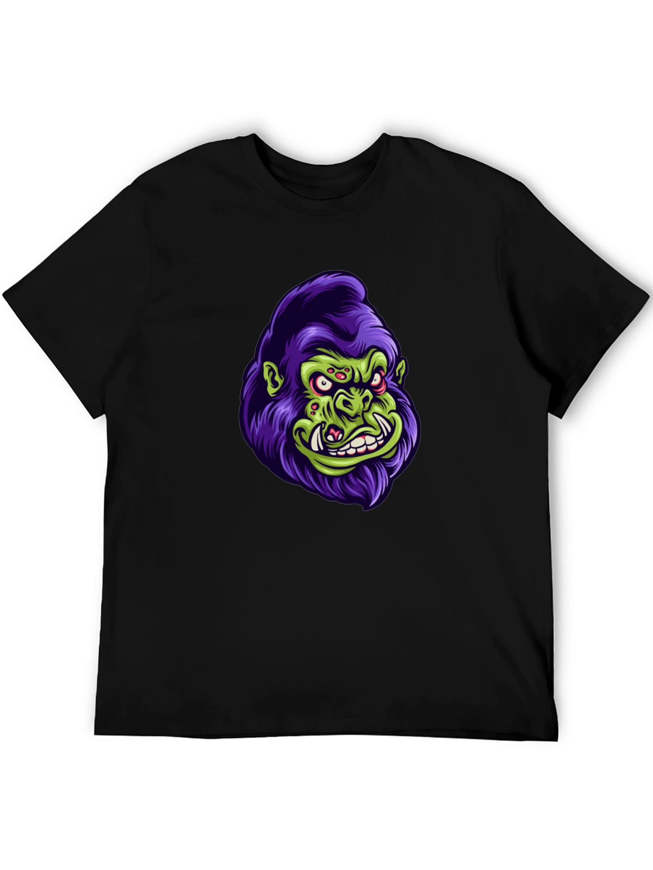 Monster Gorilla Graphic Tee - Black Cotton Blend