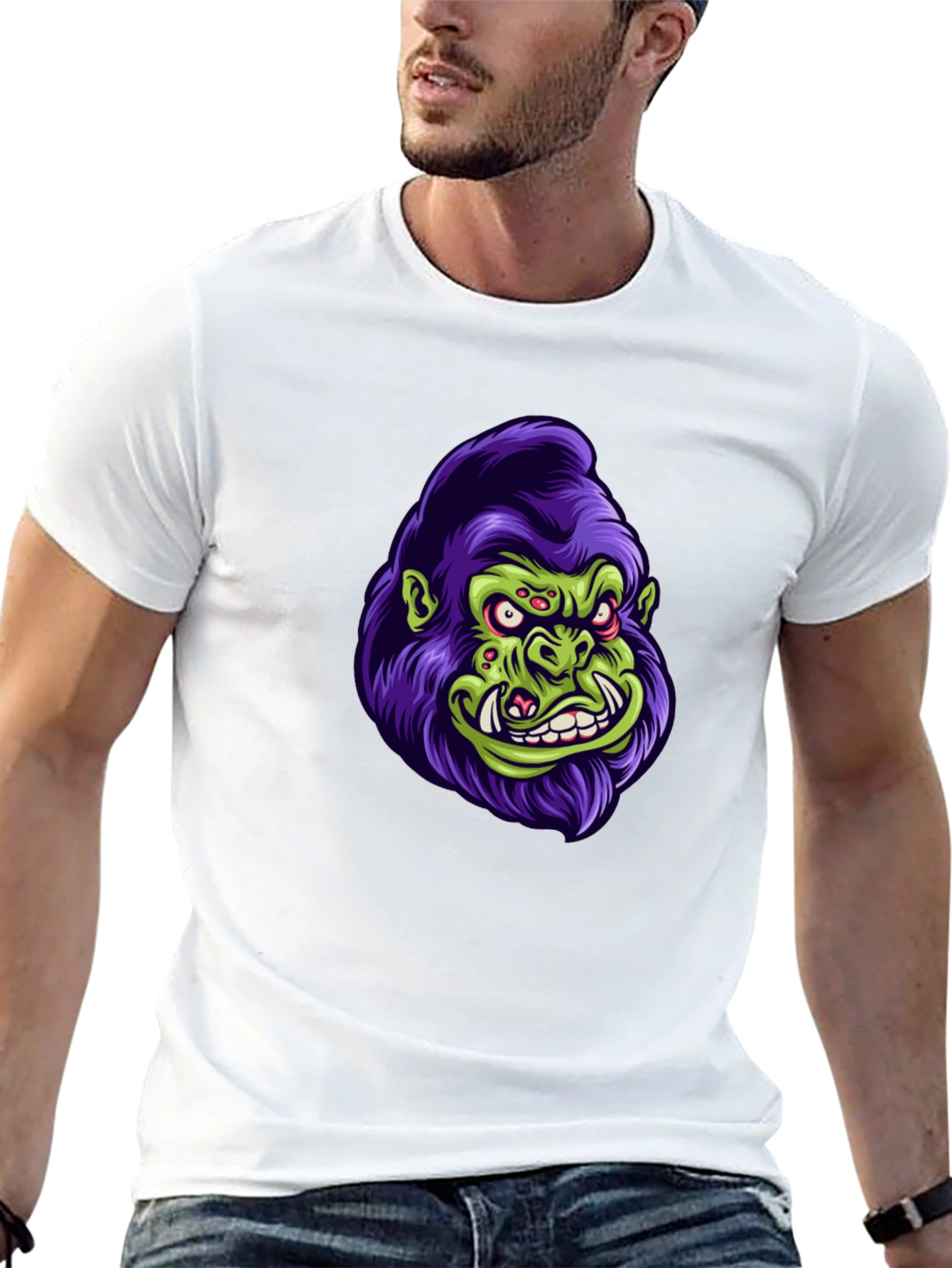 Monster Gorilla Graphic Tee - Black Cotton Blend