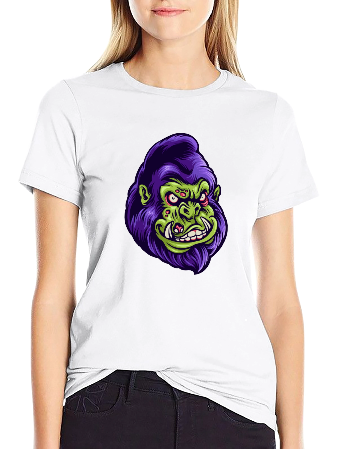 Monster Gorilla Graphic Tee - Black Cotton Blend
