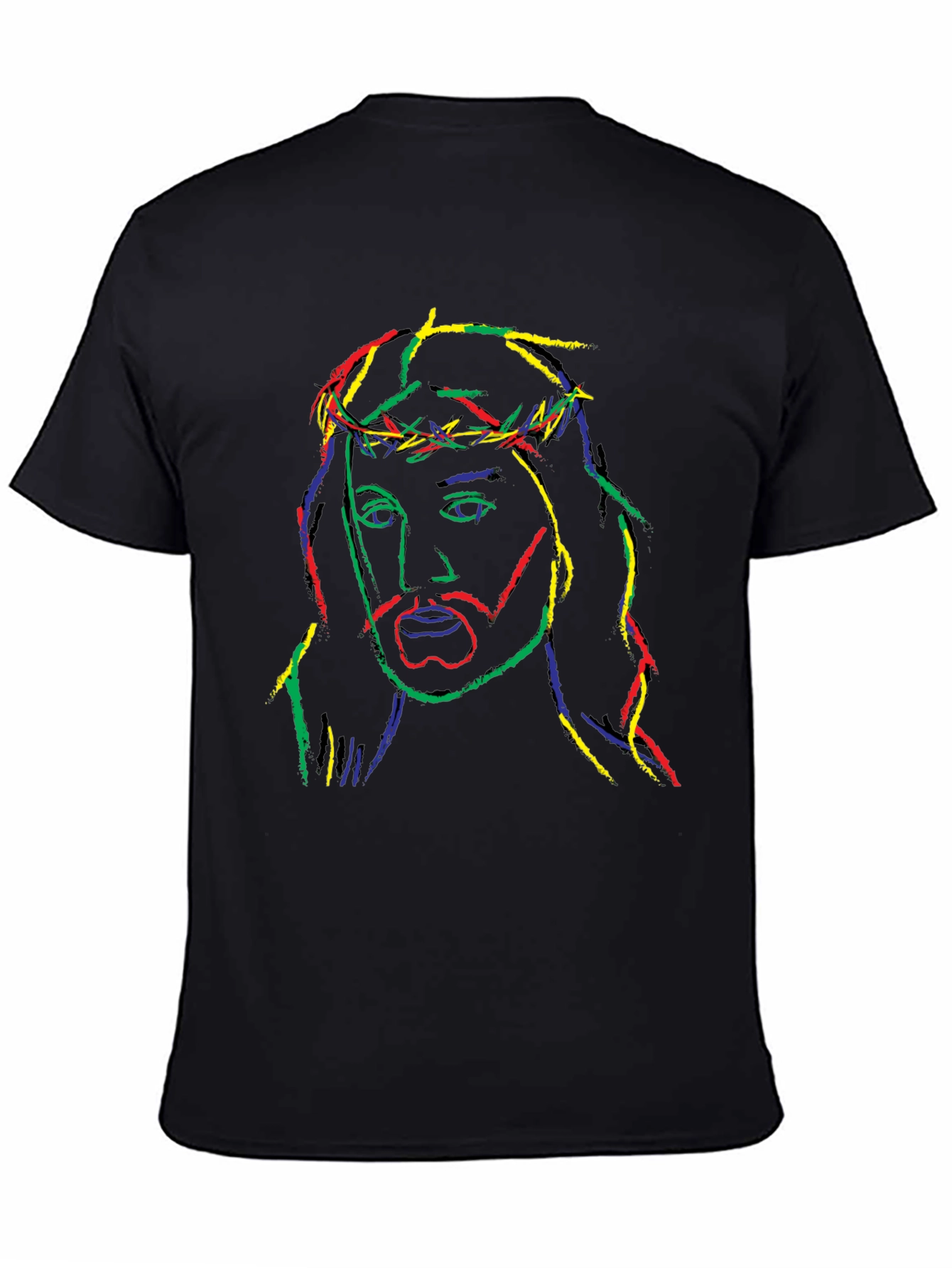Neon Jesus Graphic Tee - Black Cotton Blend T-Shirt
