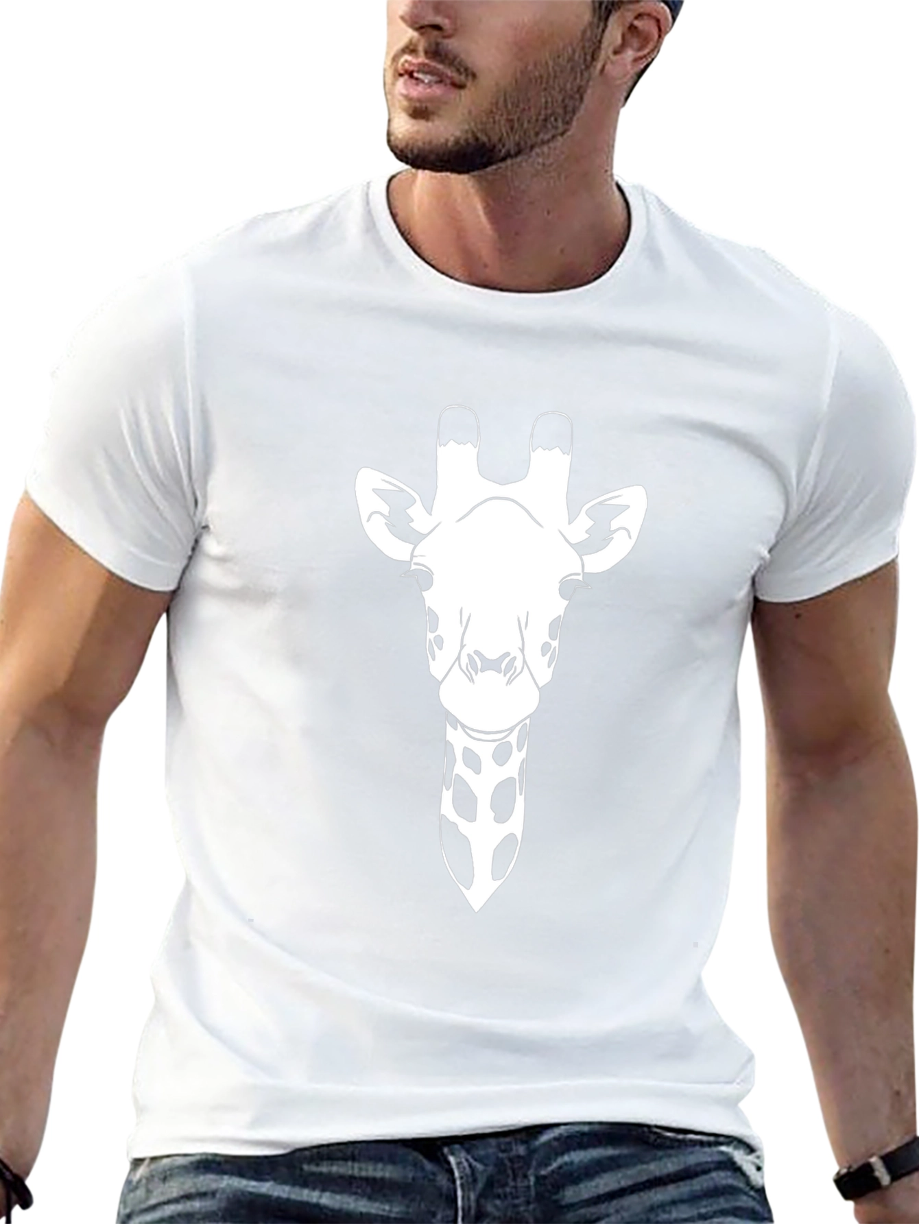 Giraffe Graphic Tee - Black Cotton T-Shirt