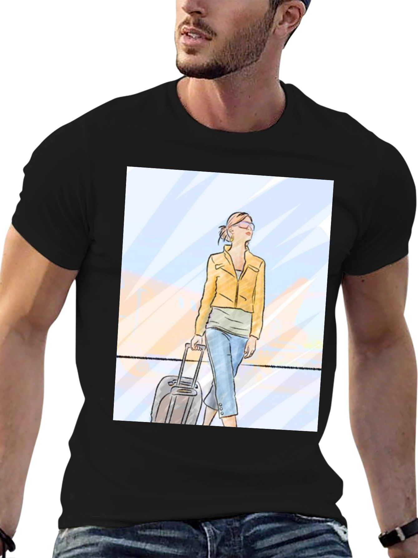 Traveler Graphic Tee - Black Crew Neck