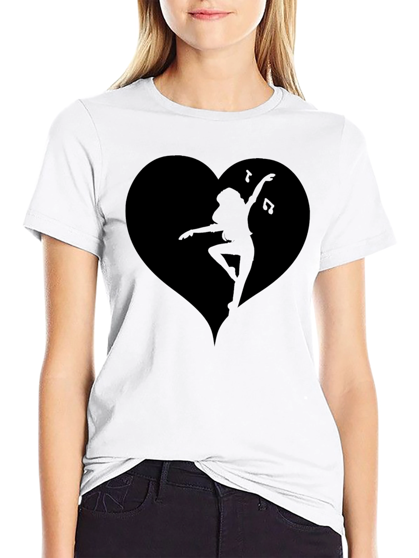 Dancing Heart Silhouette Black T-Shirt