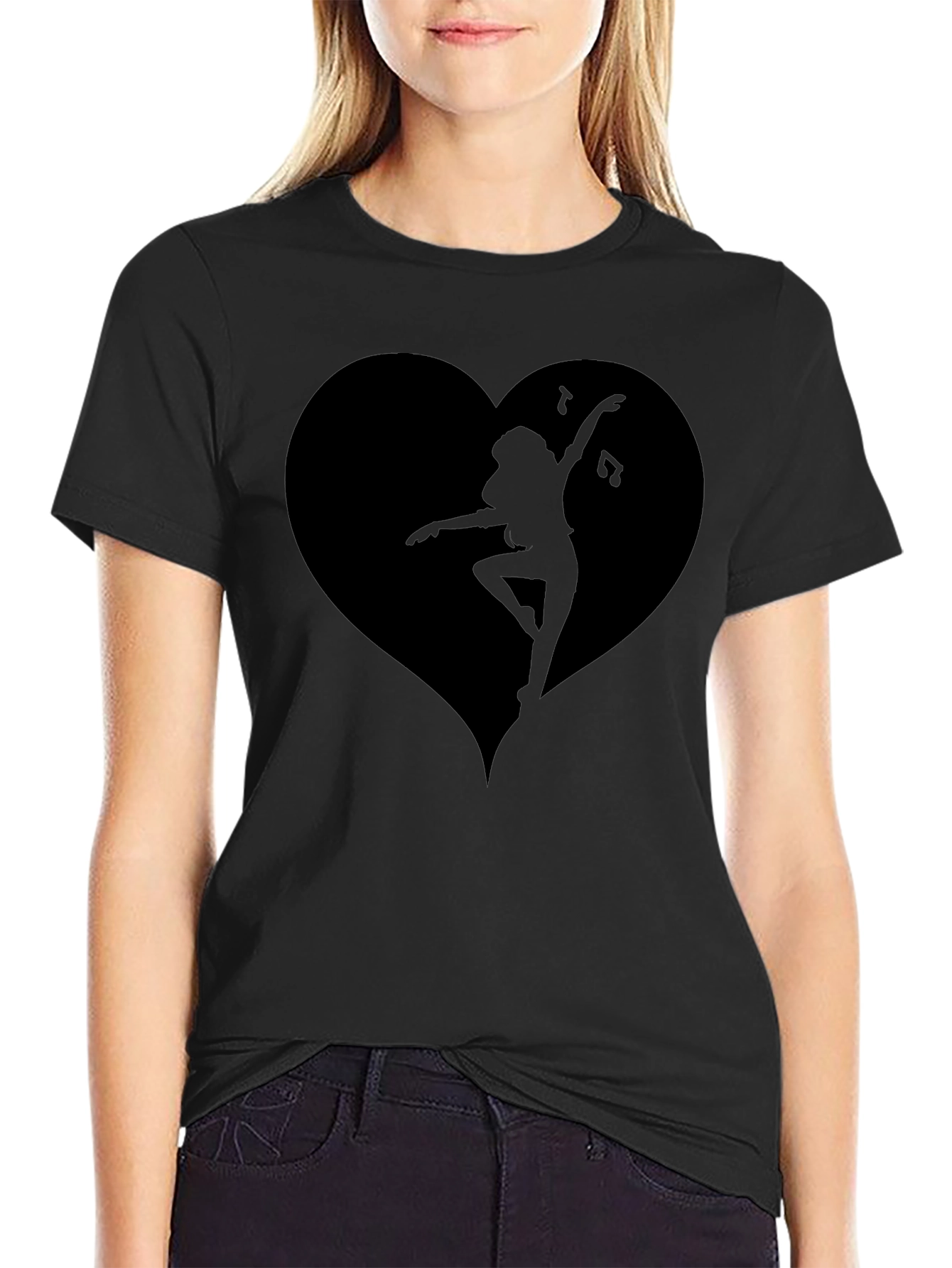 Dancing Heart Silhouette Black T-Shirt