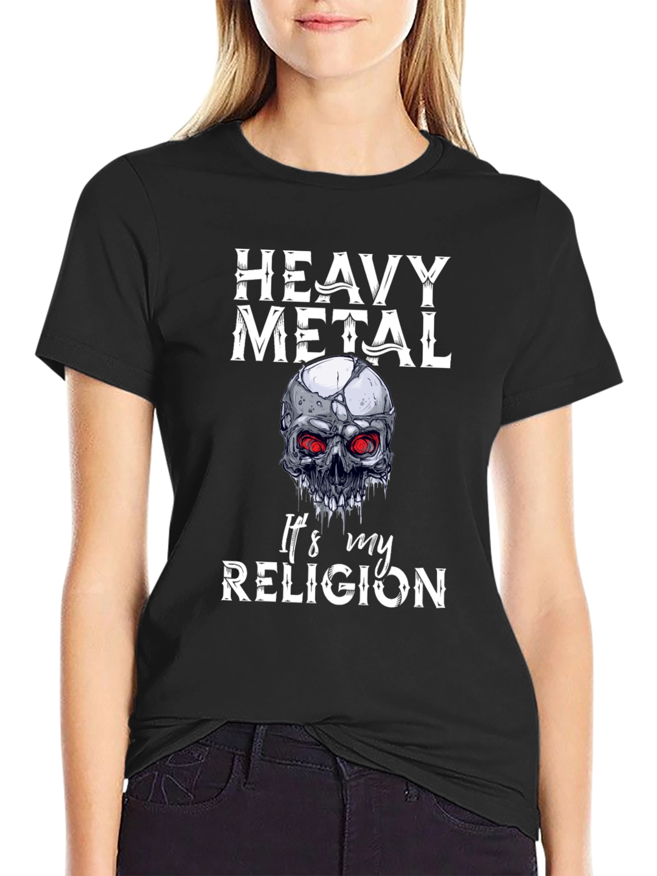 Heavy Metal Religion T-Shirt Skull Graphic Tee