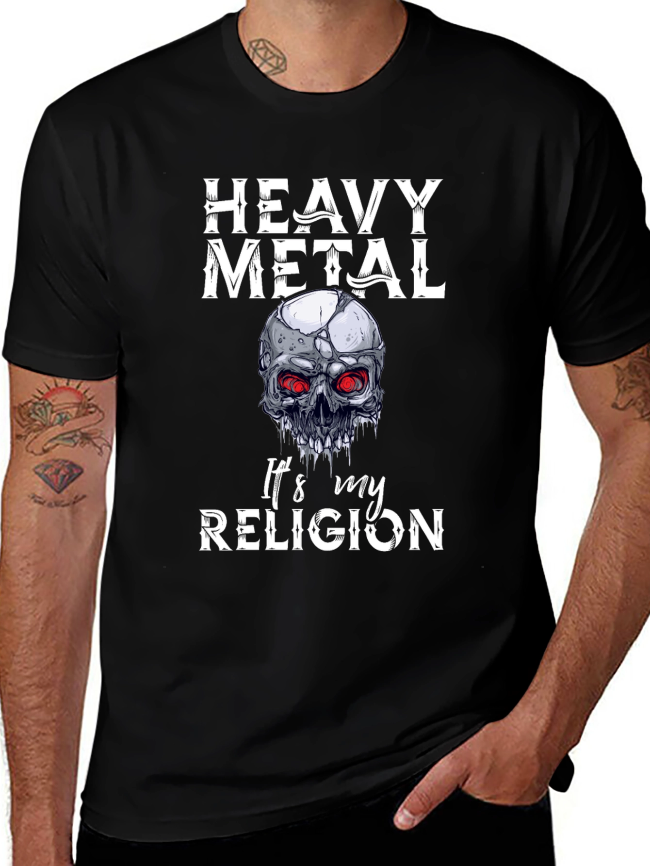 Heavy Metal Religion T-Shirt Skull Graphic Tee