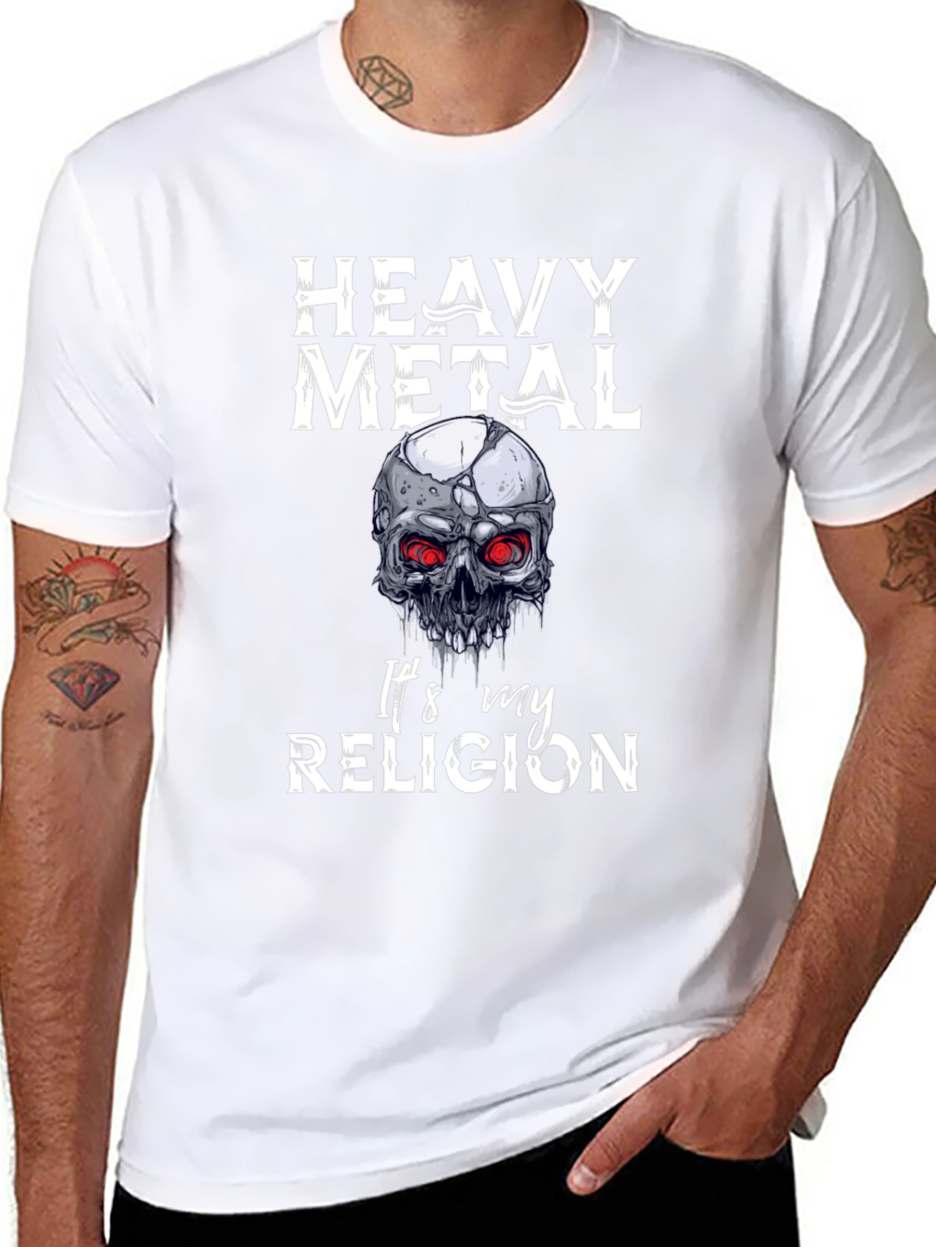 Heavy Metal Religion T-Shirt Skull Graphic Tee