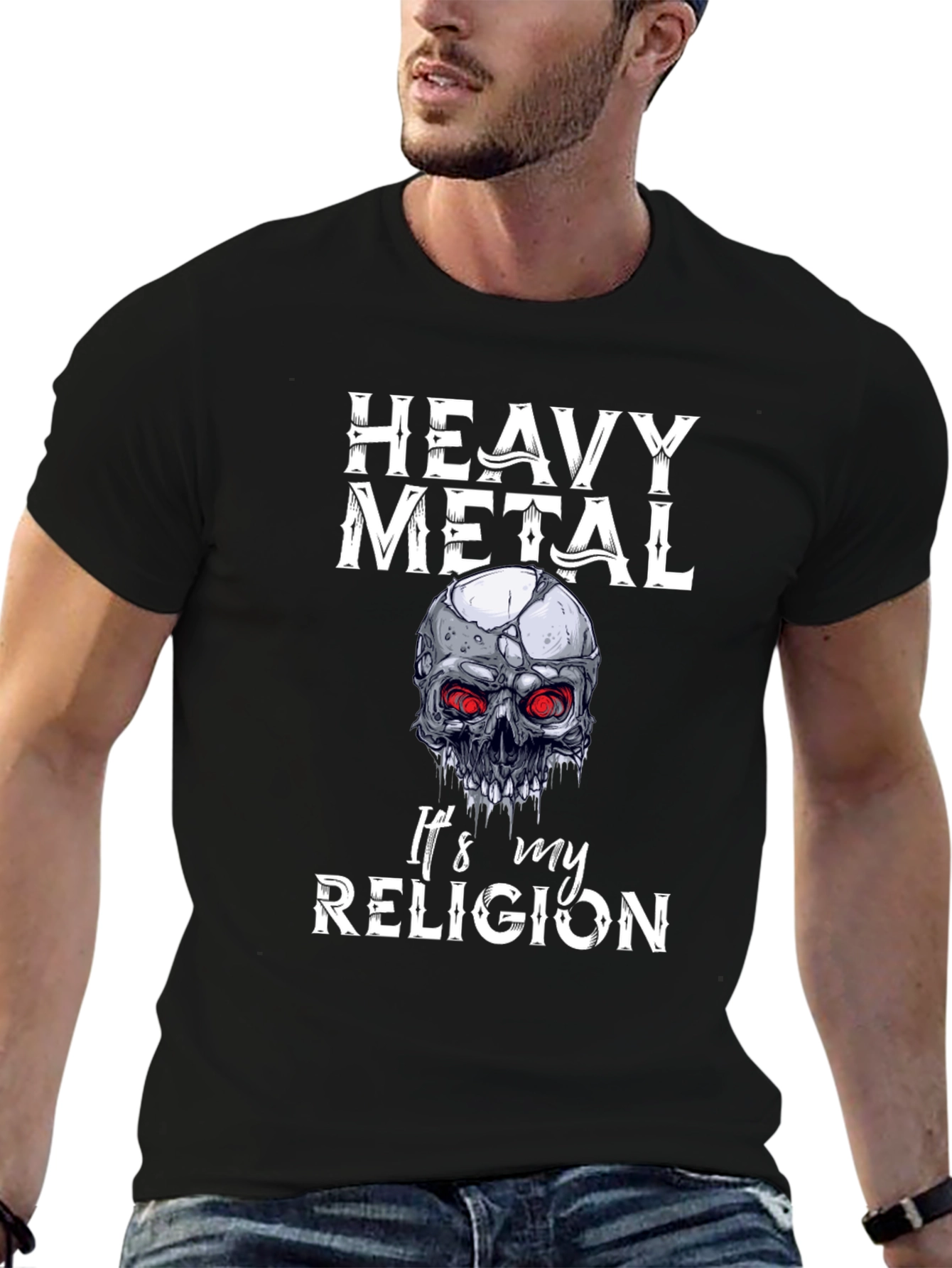 Heavy Metal Religion T-Shirt Skull Graphic Tee