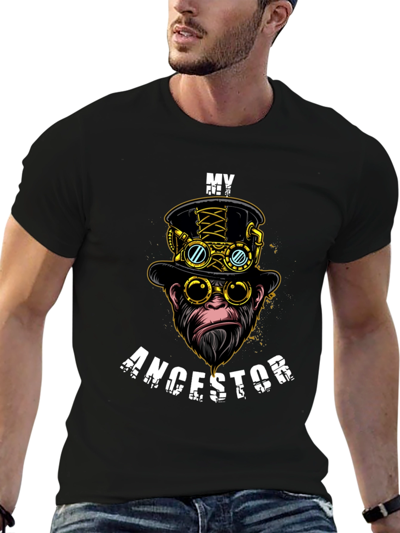 Steampunk Monkey Ancestor Graphic T-Shirt