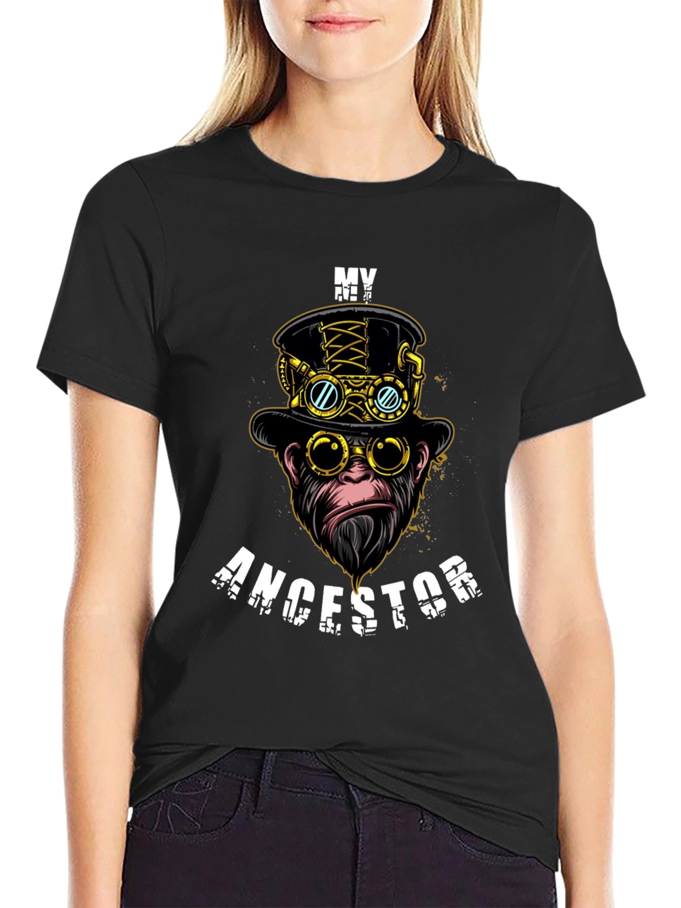 Steampunk Monkey Ancestor Graphic T-Shirt