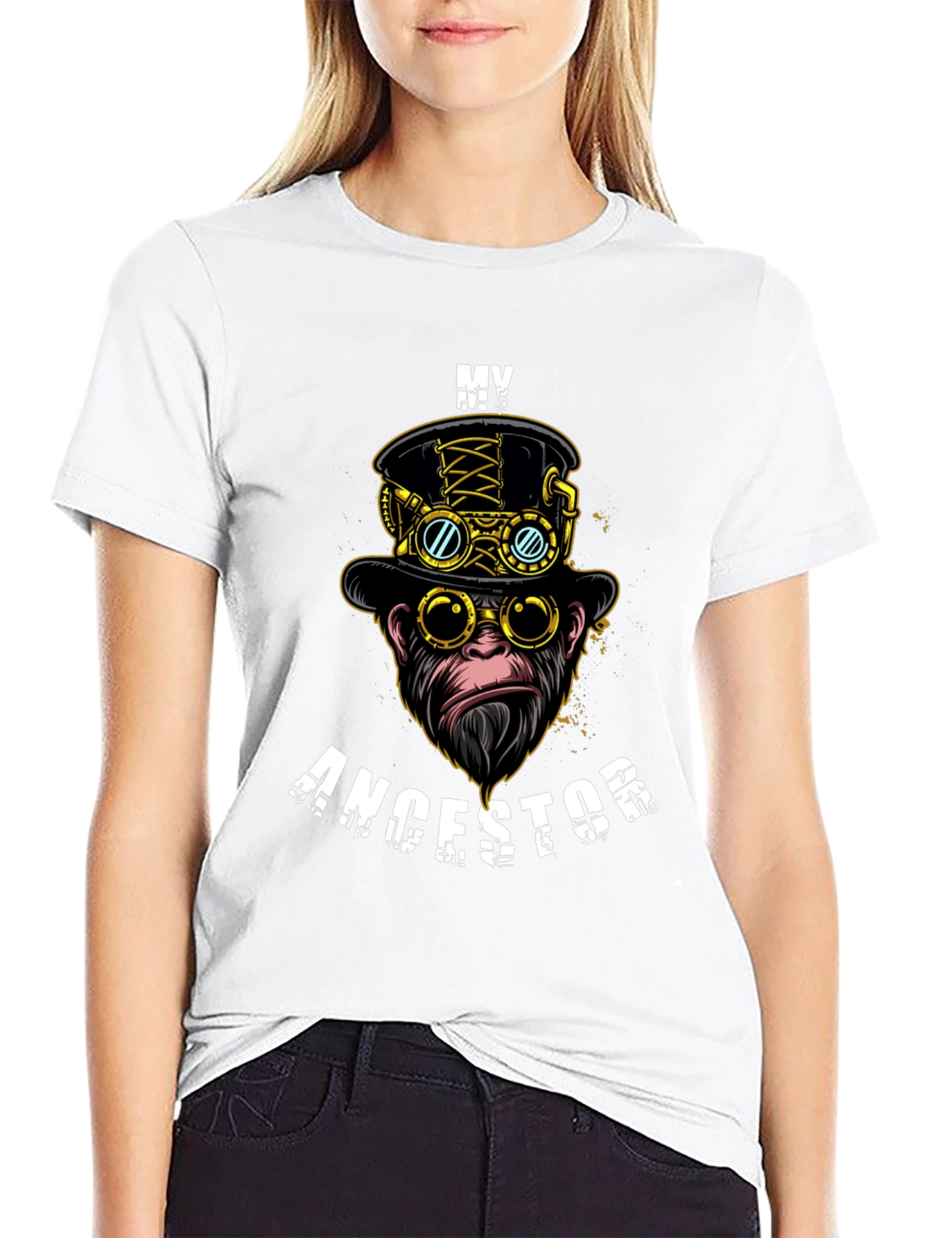 Steampunk Monkey Ancestor Graphic T-Shirt
