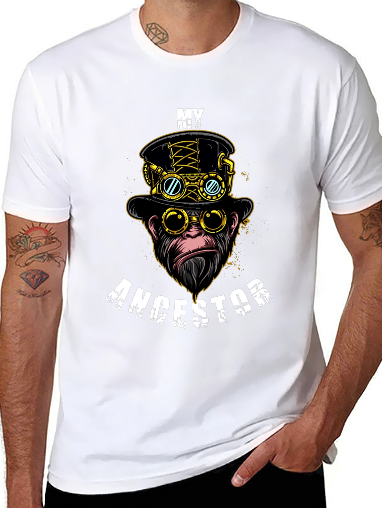 Steampunk Monkey Ancestor Graphic T-Shirt