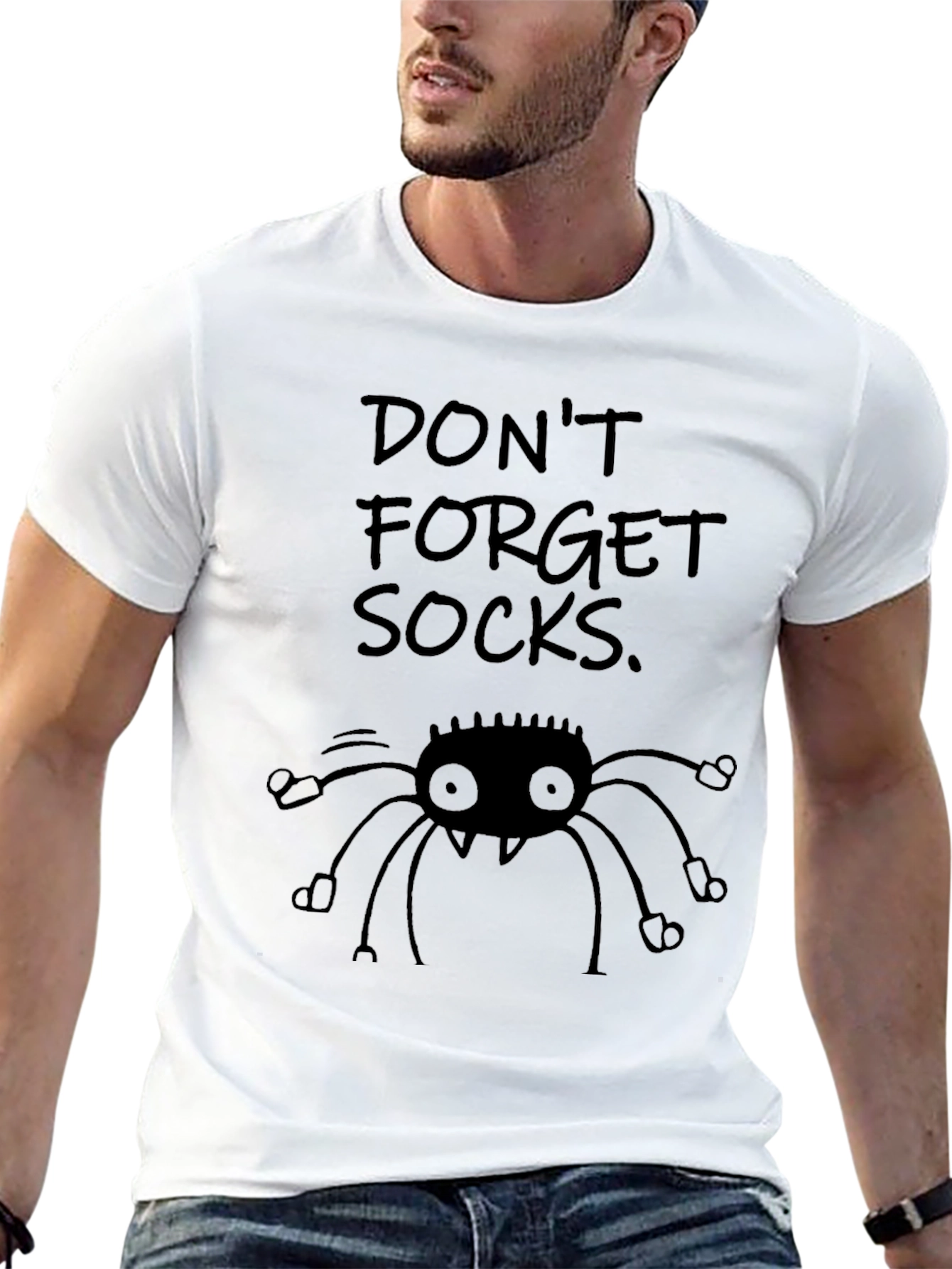Dont Forget Socks! Funny Spider Graphic Tee