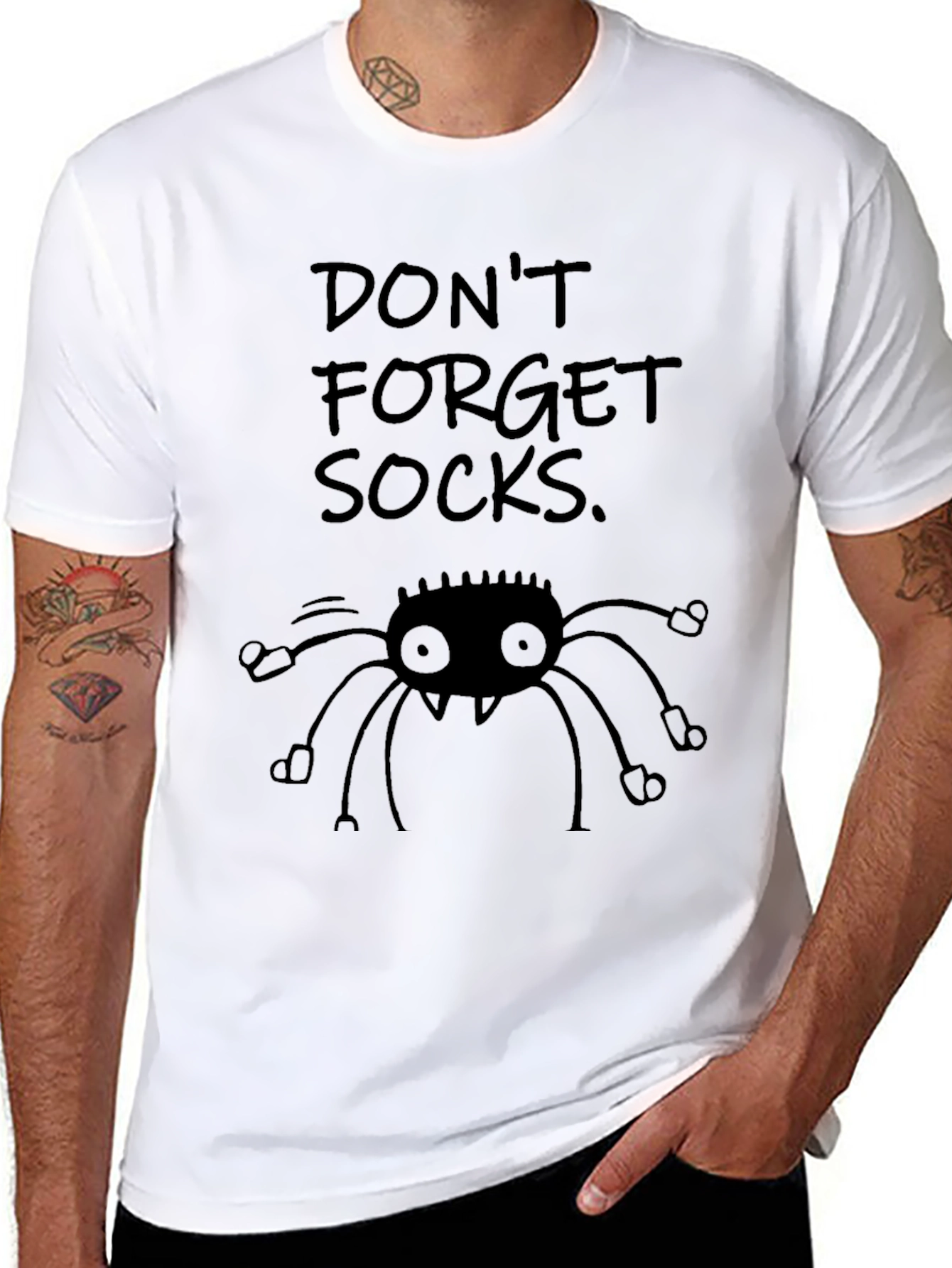 Dont Forget Socks! Funny Spider Graphic Tee