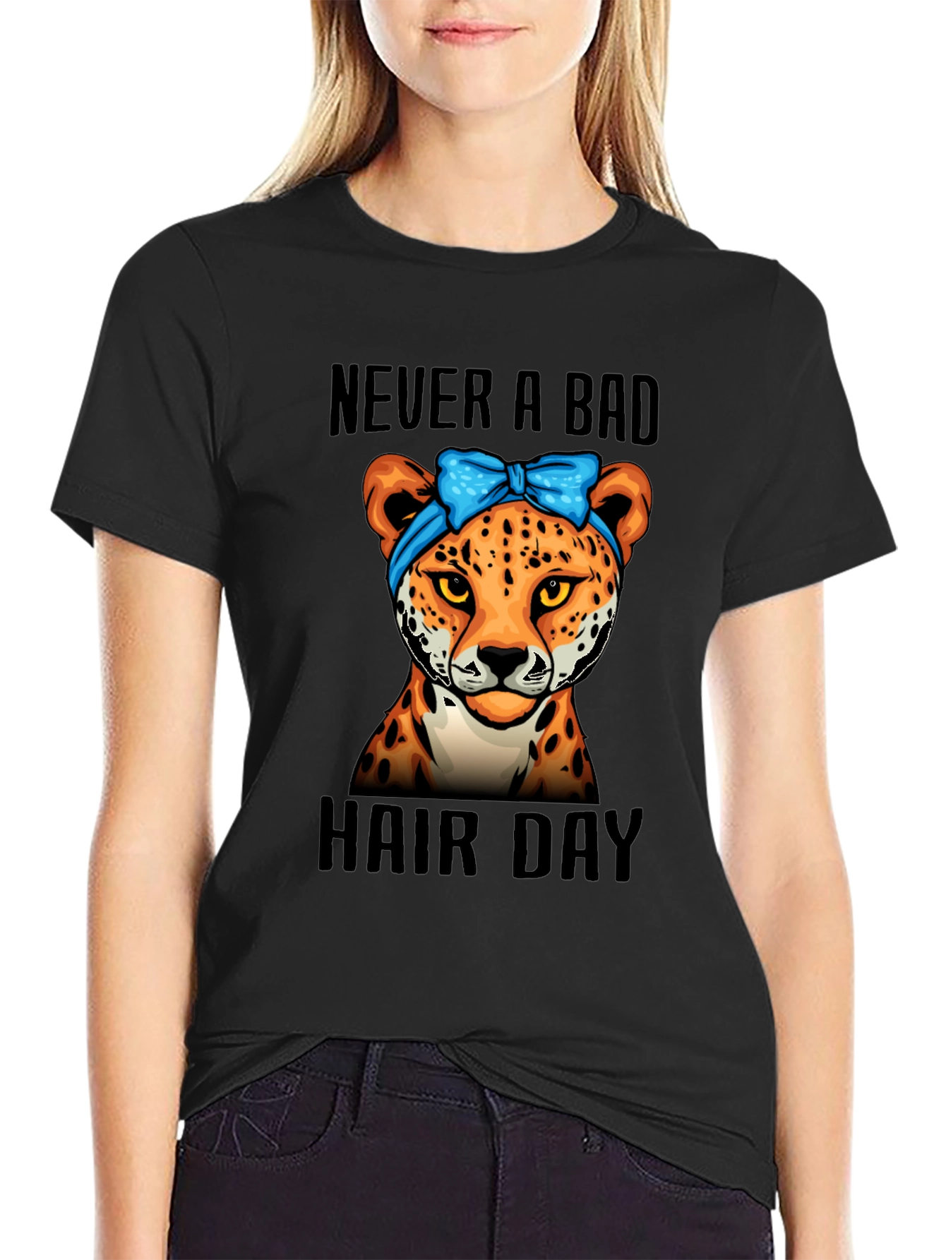 Never A Bad Hair Day Cheetah Graphic Tee
