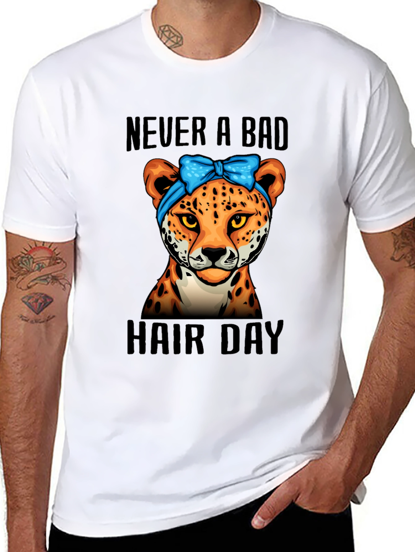 Never A Bad Hair Day Cheetah Graphic Tee