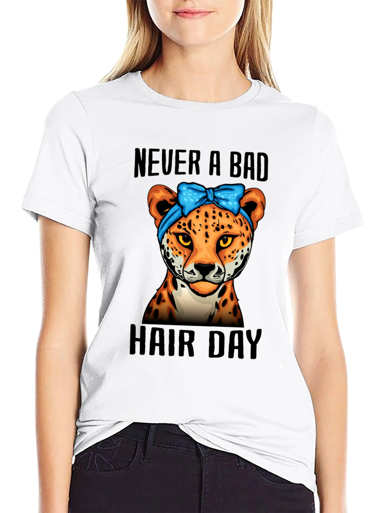 Never A Bad Hair Day Cheetah Graphic Tee