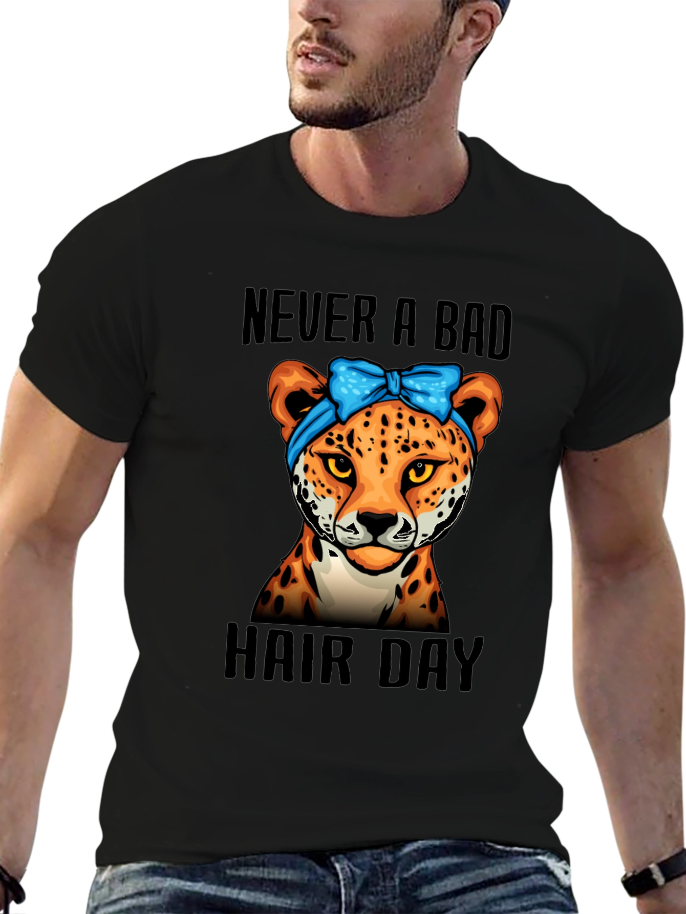Never A Bad Hair Day Cheetah Graphic Tee