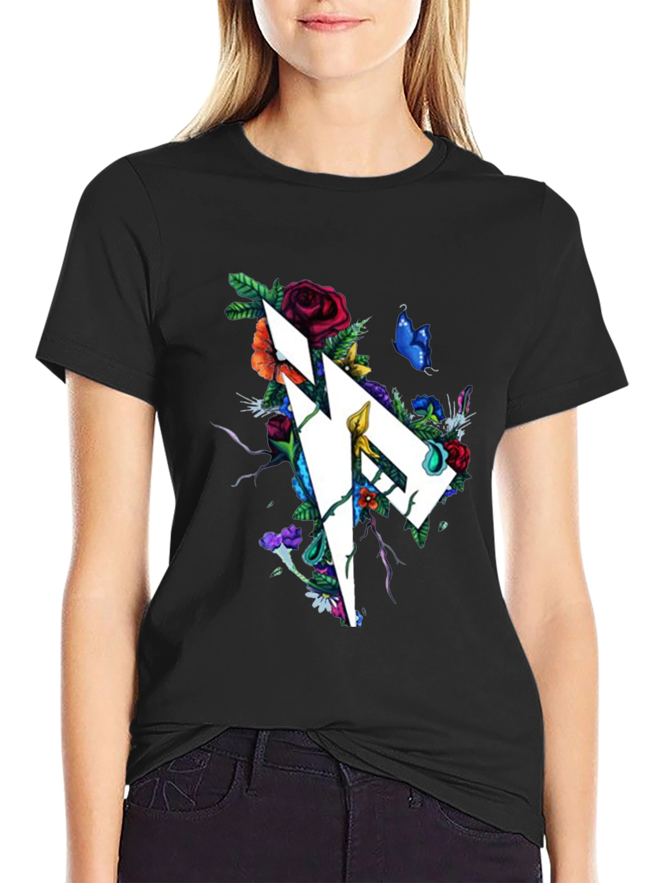 Floral Geometric Graphic Print T-Shirt