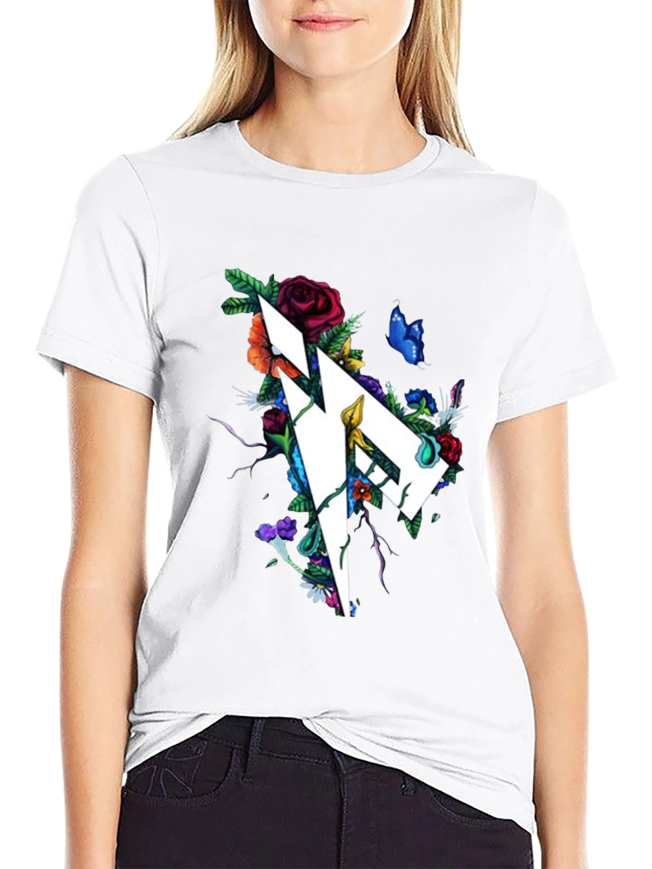 Floral Geometric Graphic Print T-Shirt