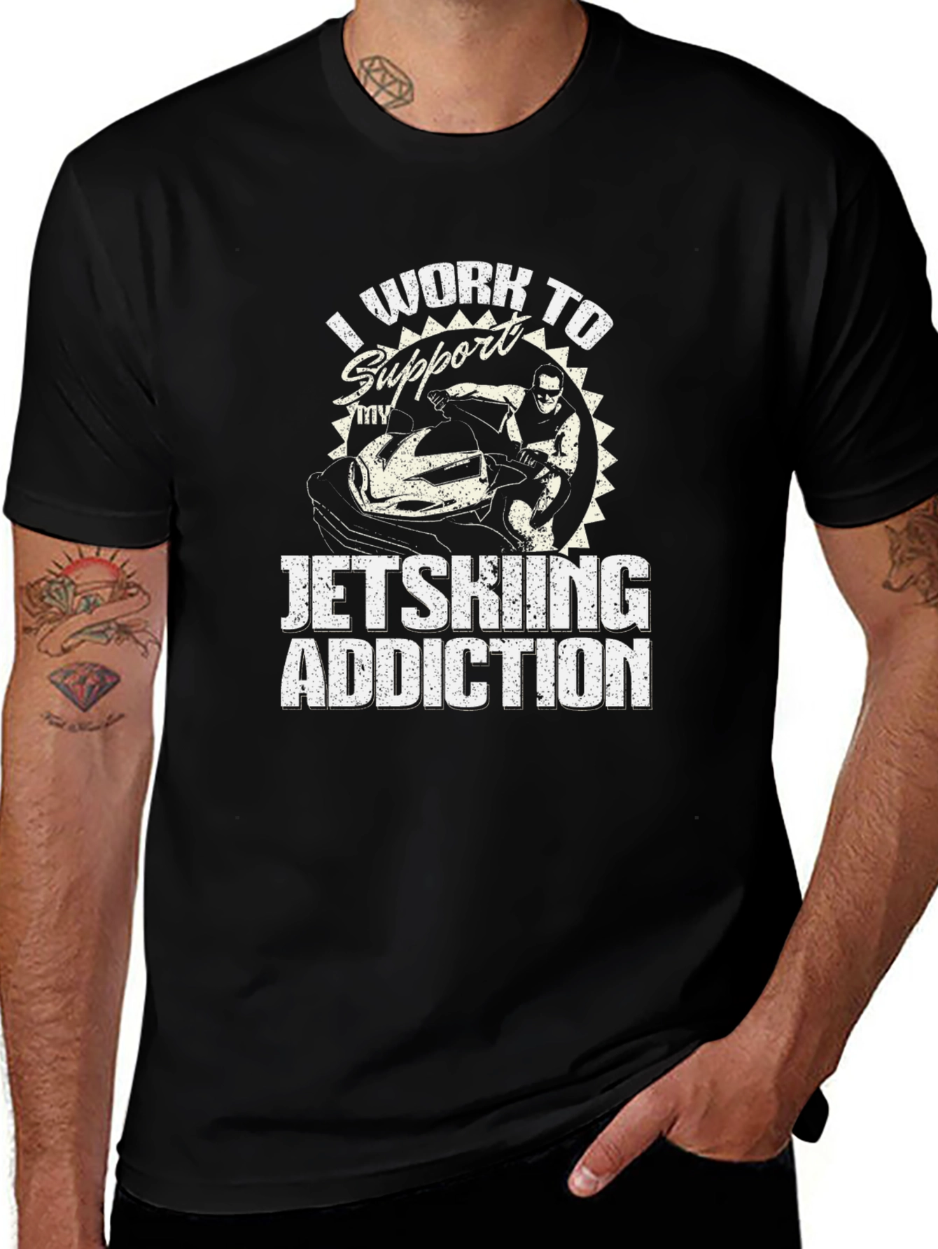 Jet Skiing Addiction Graphic Tee - Cool Hobby Shirt