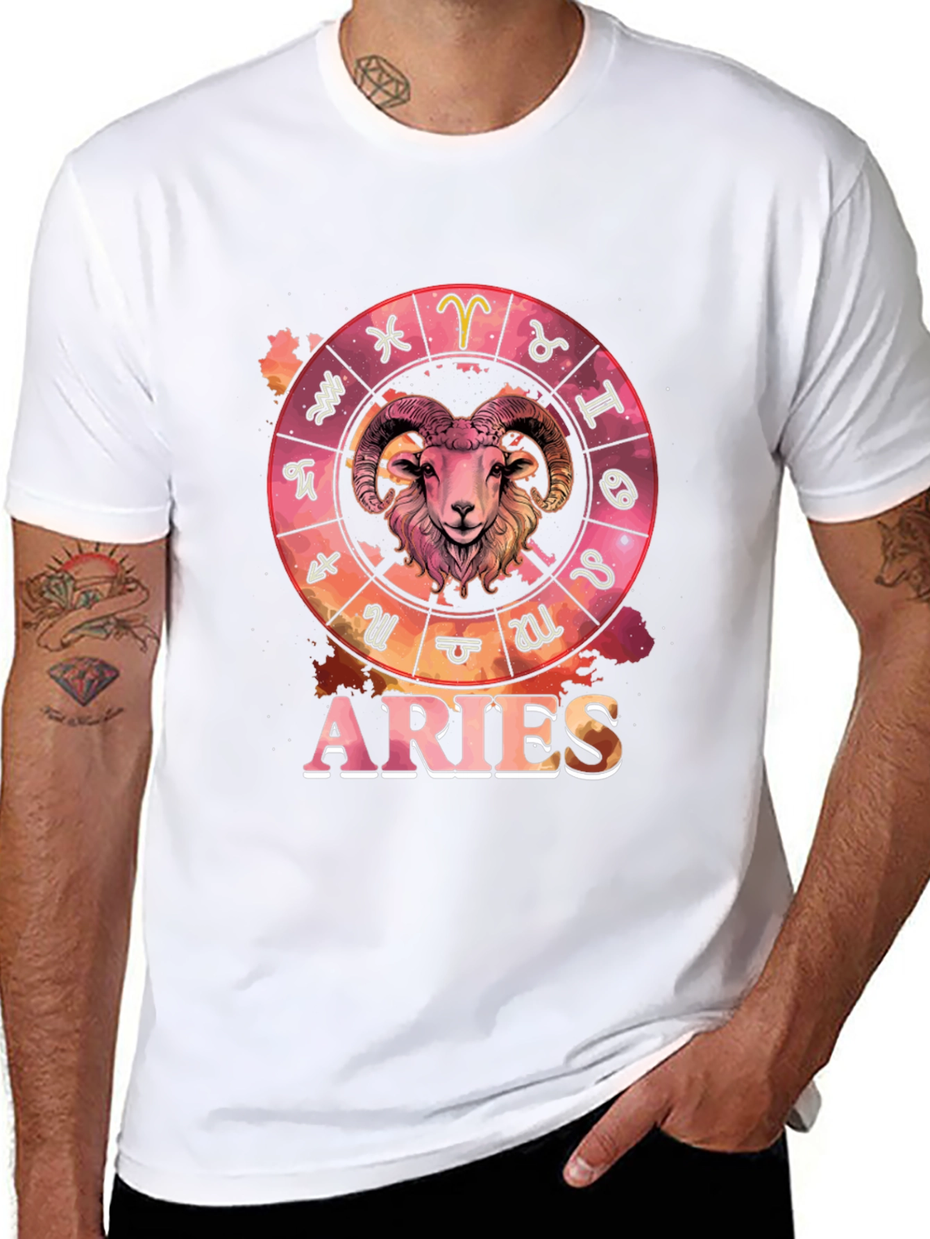 Aries Zodiac Graphic Tee - Black