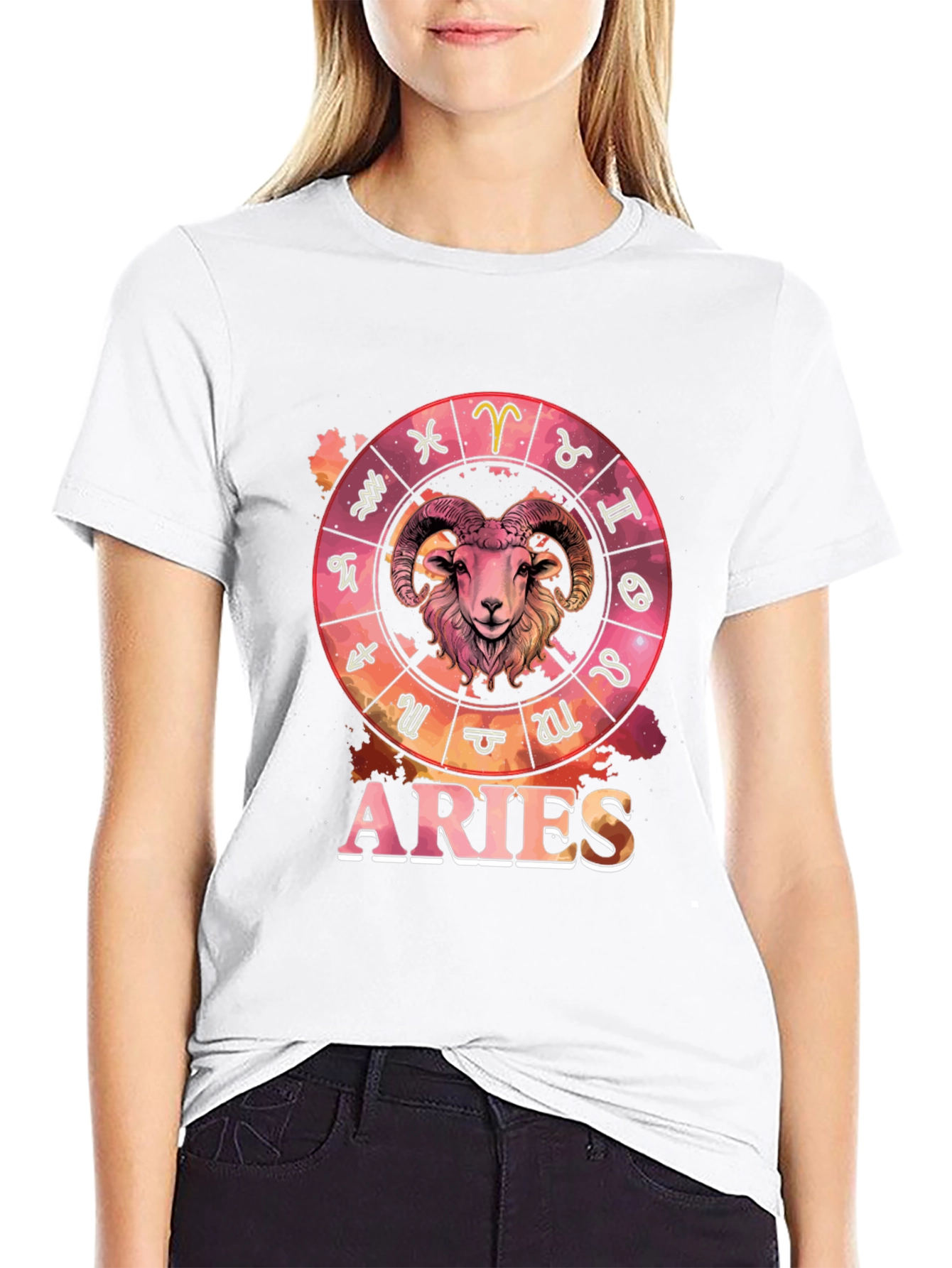 Aries Zodiac Graphic Tee - Black