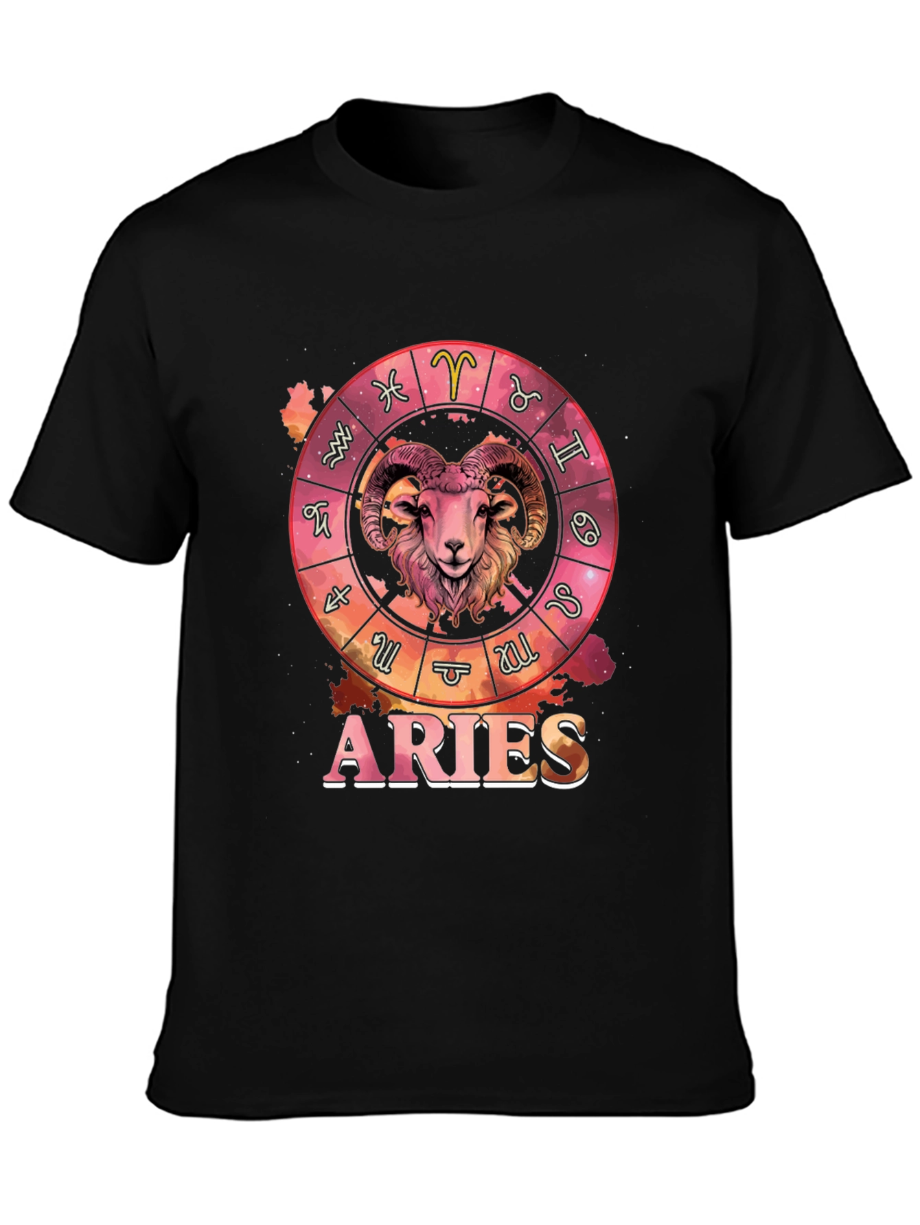 Aries Zodiac Graphic Tee - Black