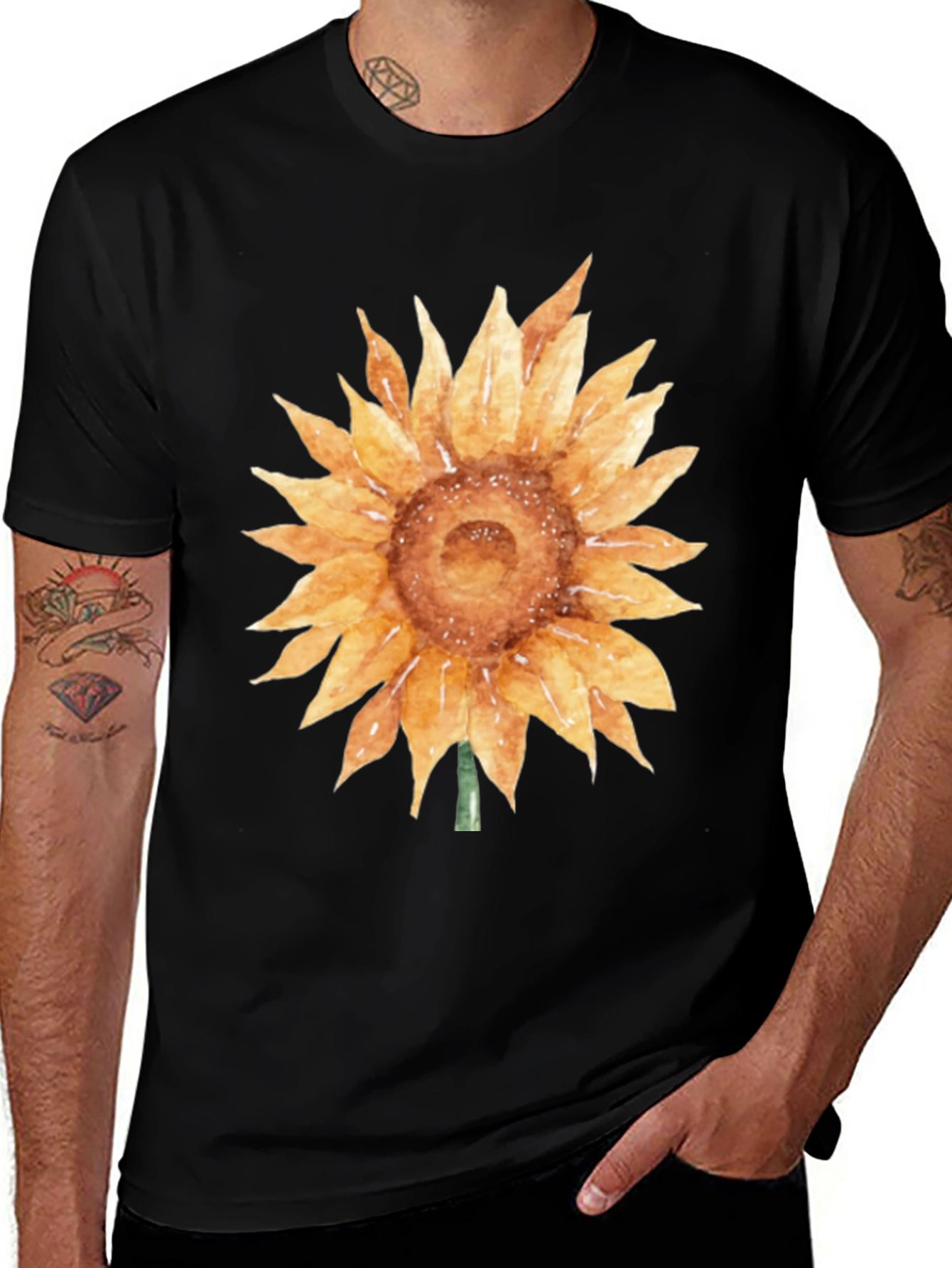 Sunflower Graphic Tee - Soft Cotton Black T-Shirt