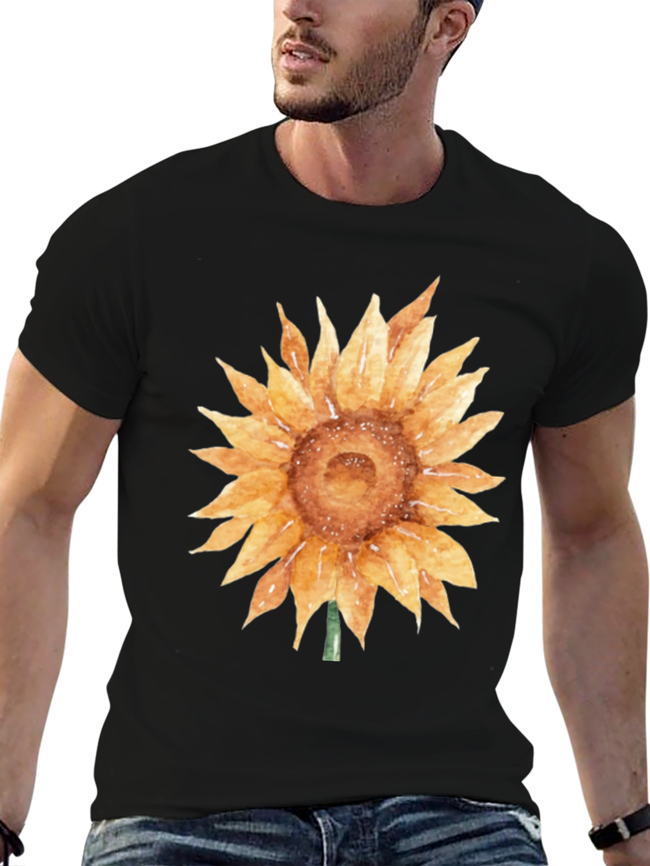Sunflower Graphic Tee - Soft Cotton Black T-Shirt