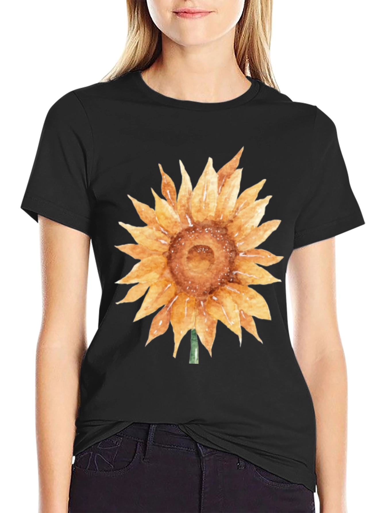Sunflower Graphic Tee - Soft Cotton Black T-Shirt
