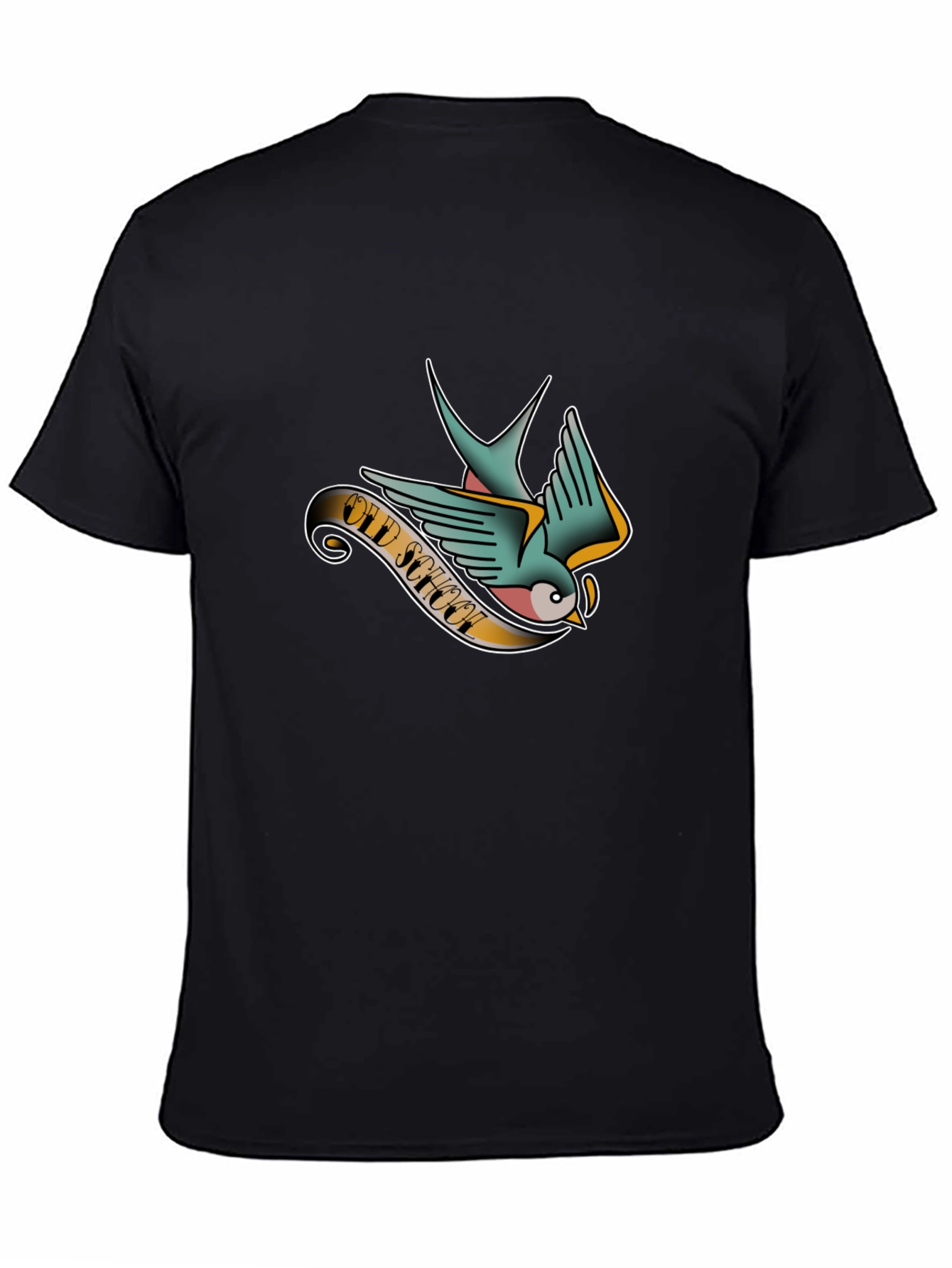 Old School Tattoo Style Swallow Graphic Tee - Black