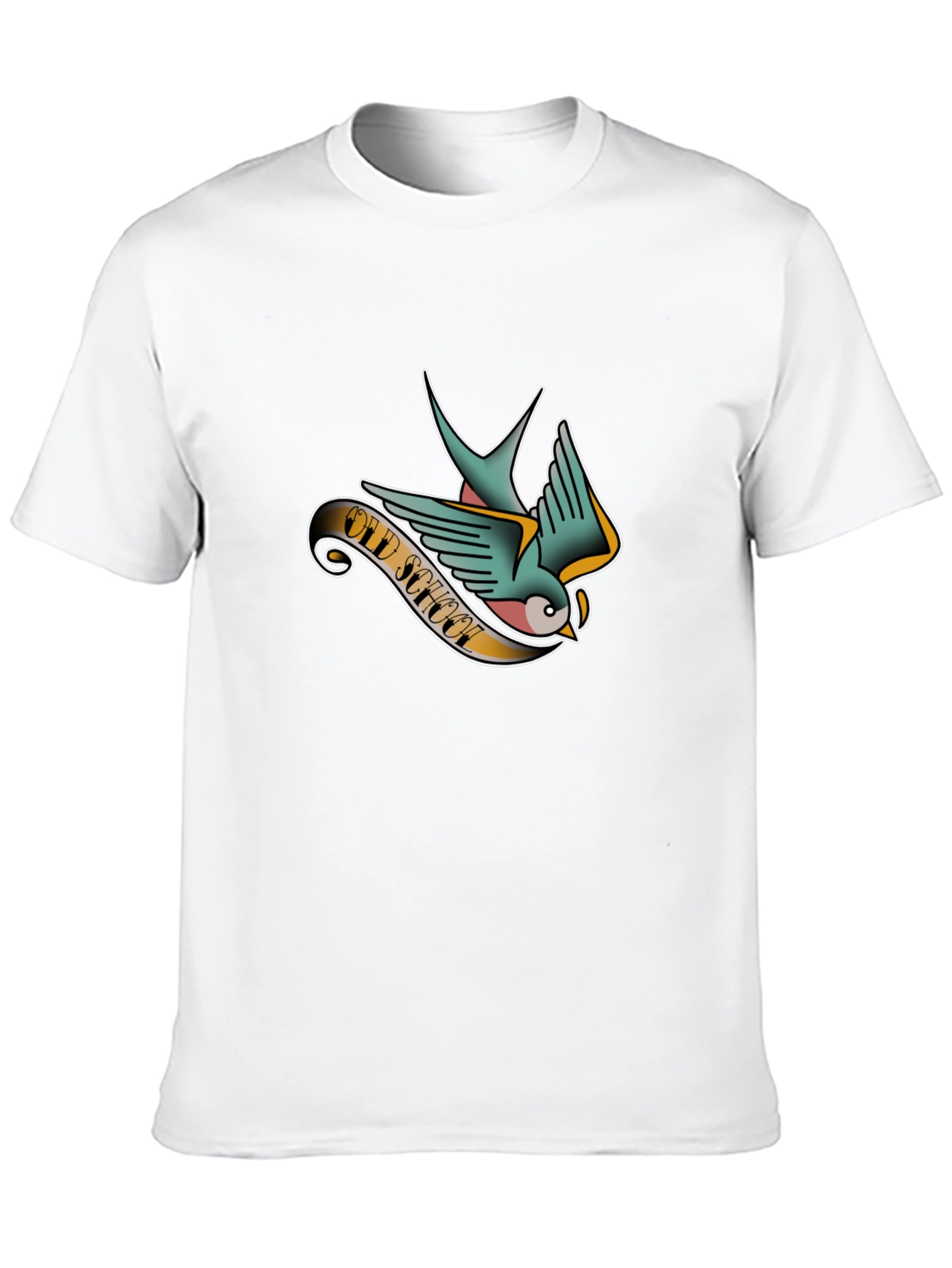 Old School Tattoo Style Swallow Graphic Tee - Black