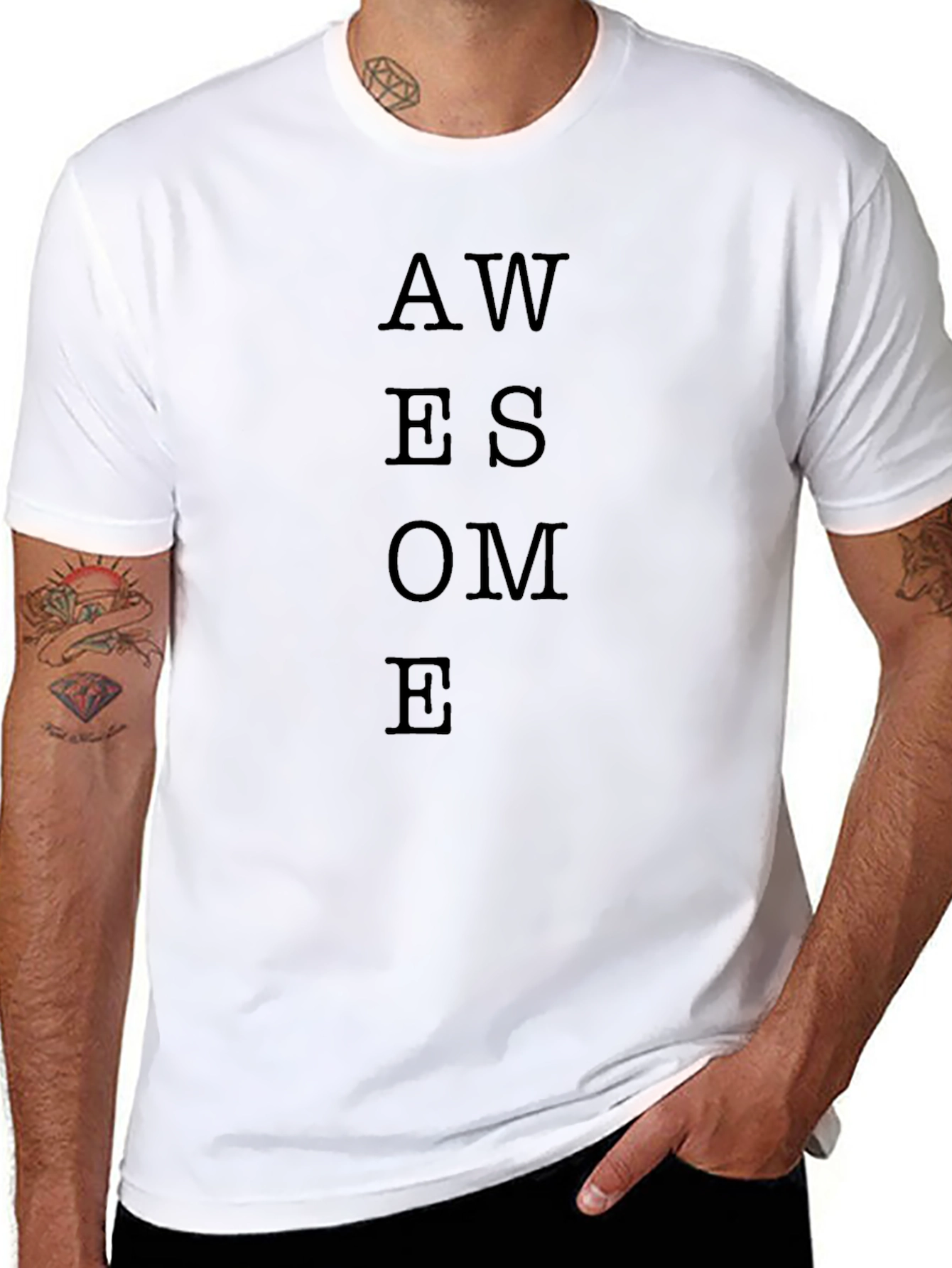 Awesome Text Print Black T-Shirt