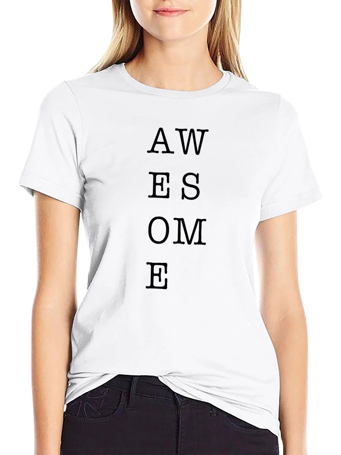 Awesome Text Print Black T-Shirt