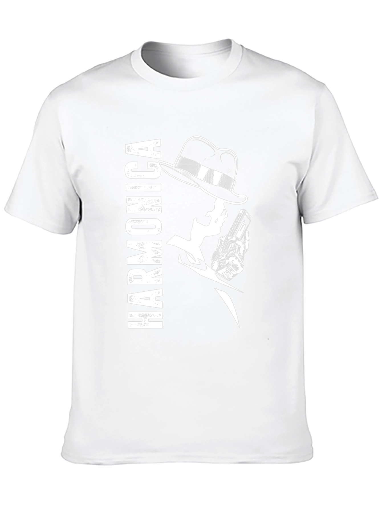 Harmonica Player Graphic Black T-Shirt